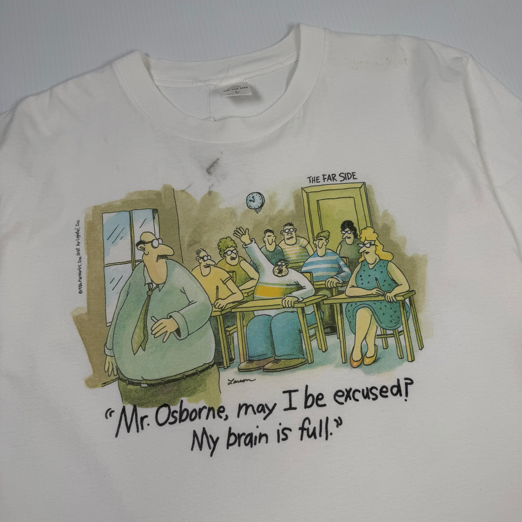 Vintage The Far Side My Brain Is Full Comic Tee L