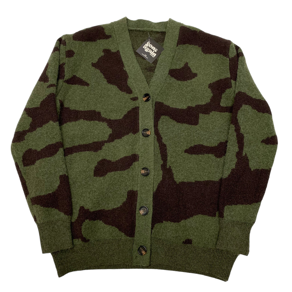 Vintage Green Patterned Cardigan L