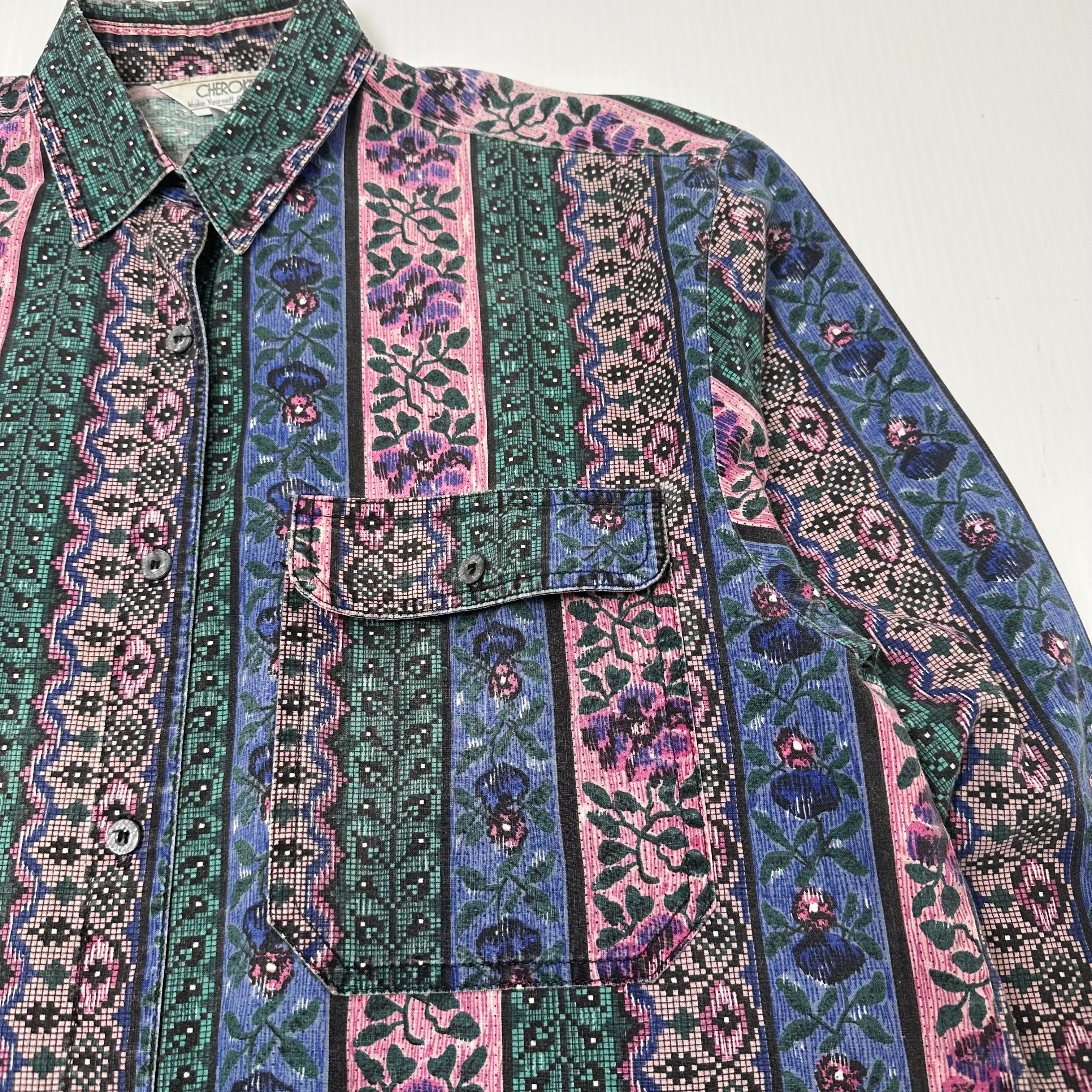 Vintage Cherokee Floral Pattern Button Up Shirt M