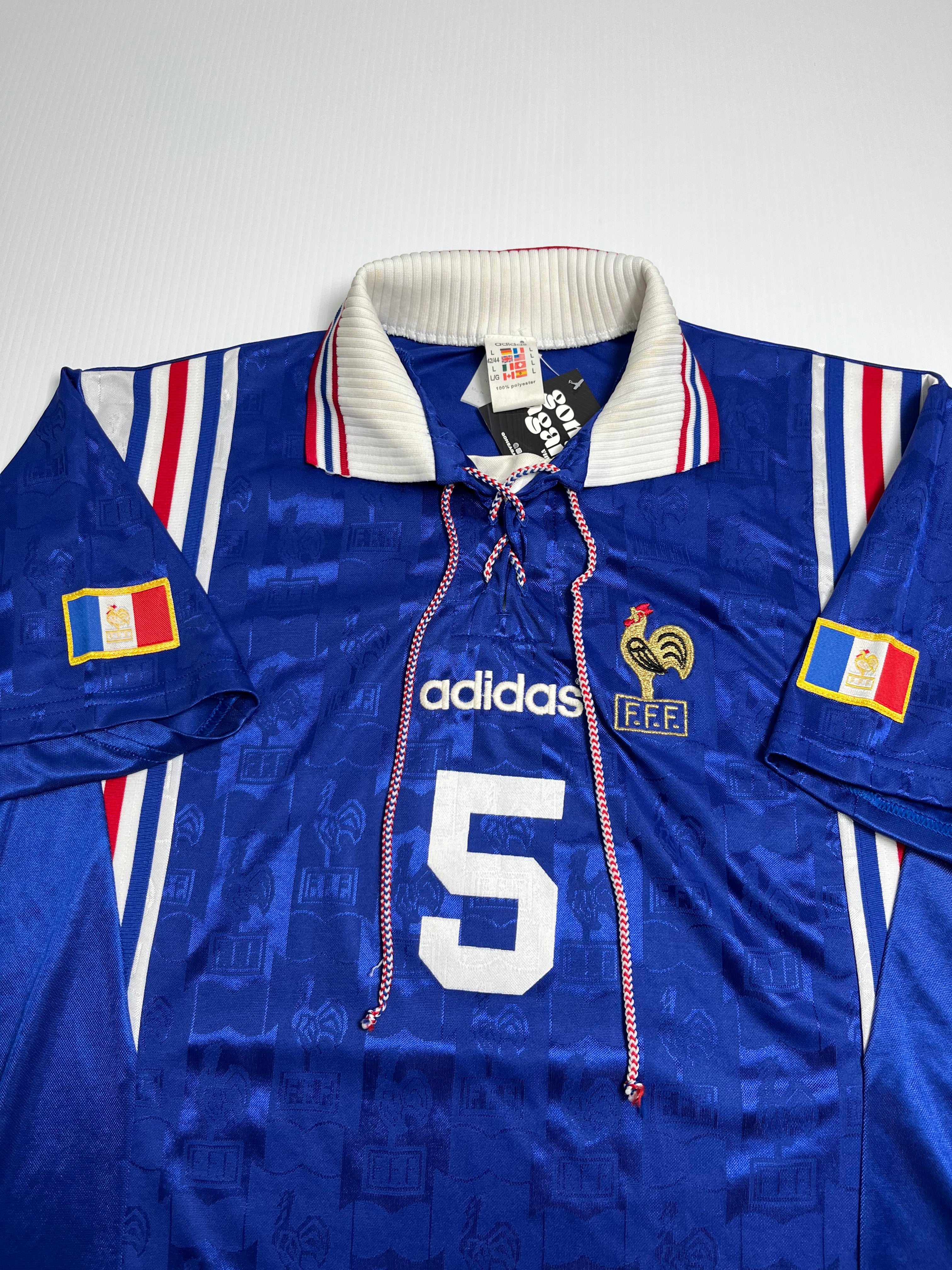 1996 France Adidas #5 Laurent Blanc Home Jersey L