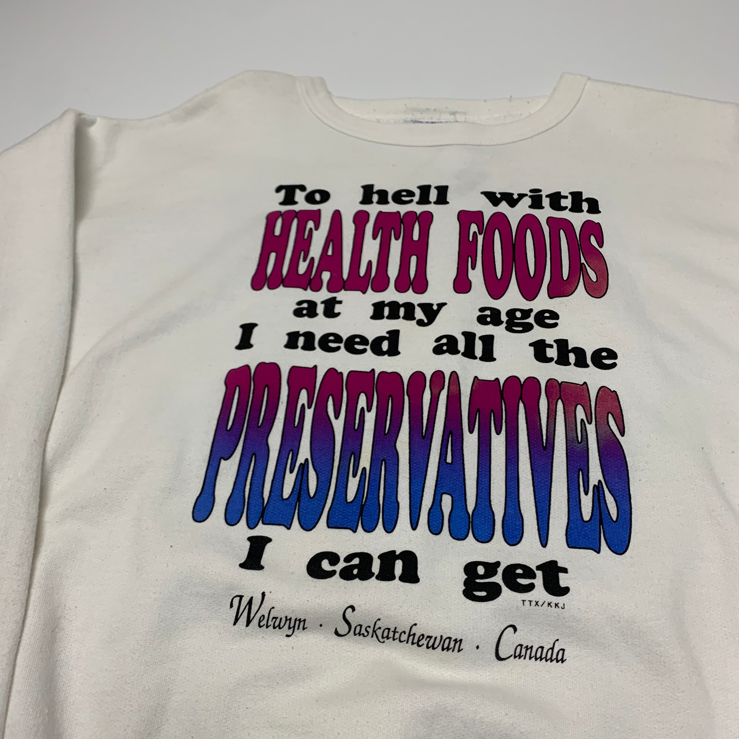 Vintage To Hell With Health Foods Crewneck L