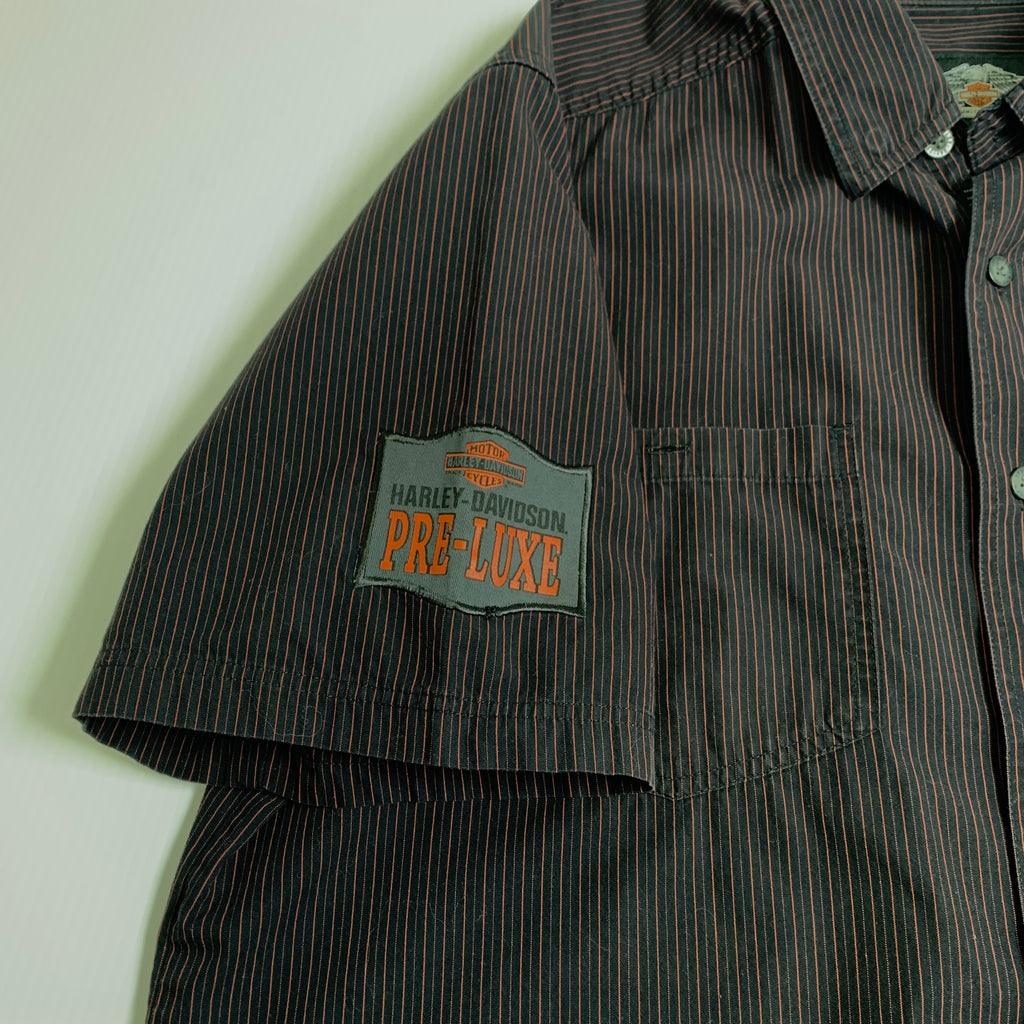 Harley Davidson Pre-Luxe Striped Short Sleeve Button Up Shirt XL