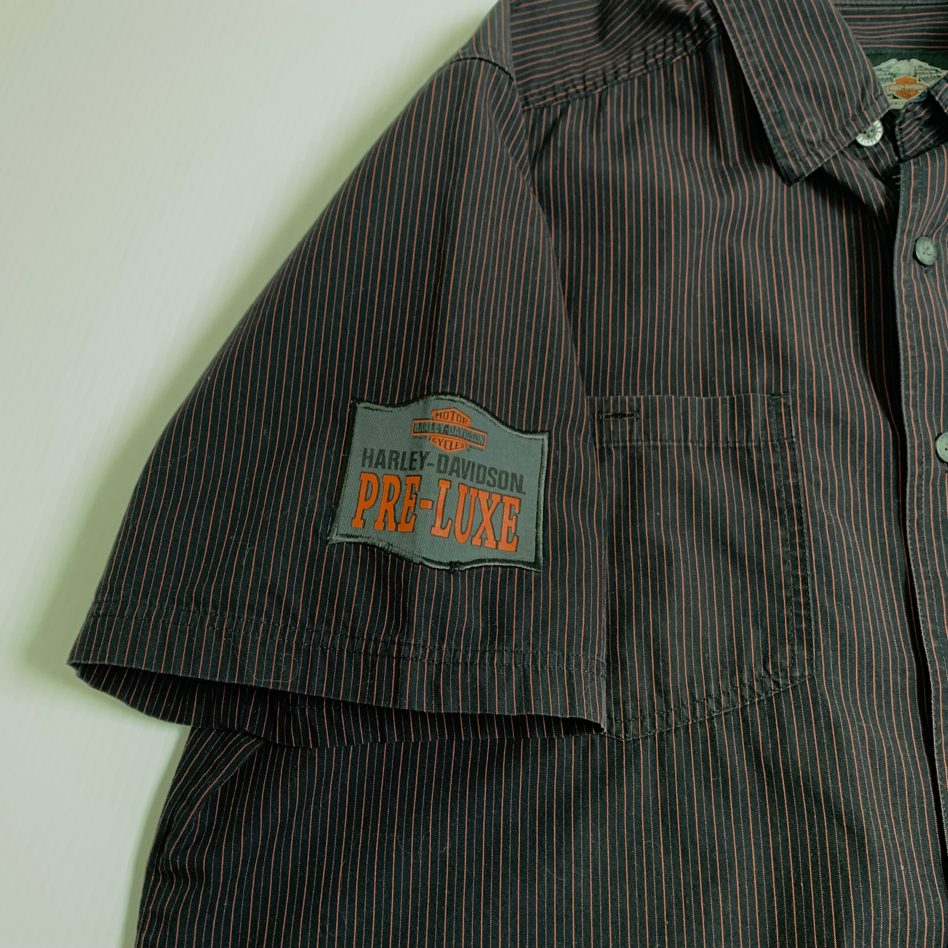 Harley Davidson Pre-Luxe Striped Short Sleeve Button Up Shirt XL