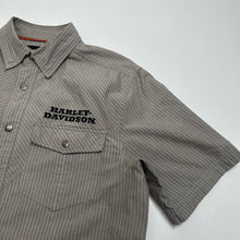 Load image into Gallery viewer, Harley Davidson Striped Short Sleeve Button Up M
