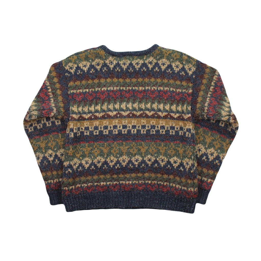 Vintage Urban Life Pattern Knit Sweater S