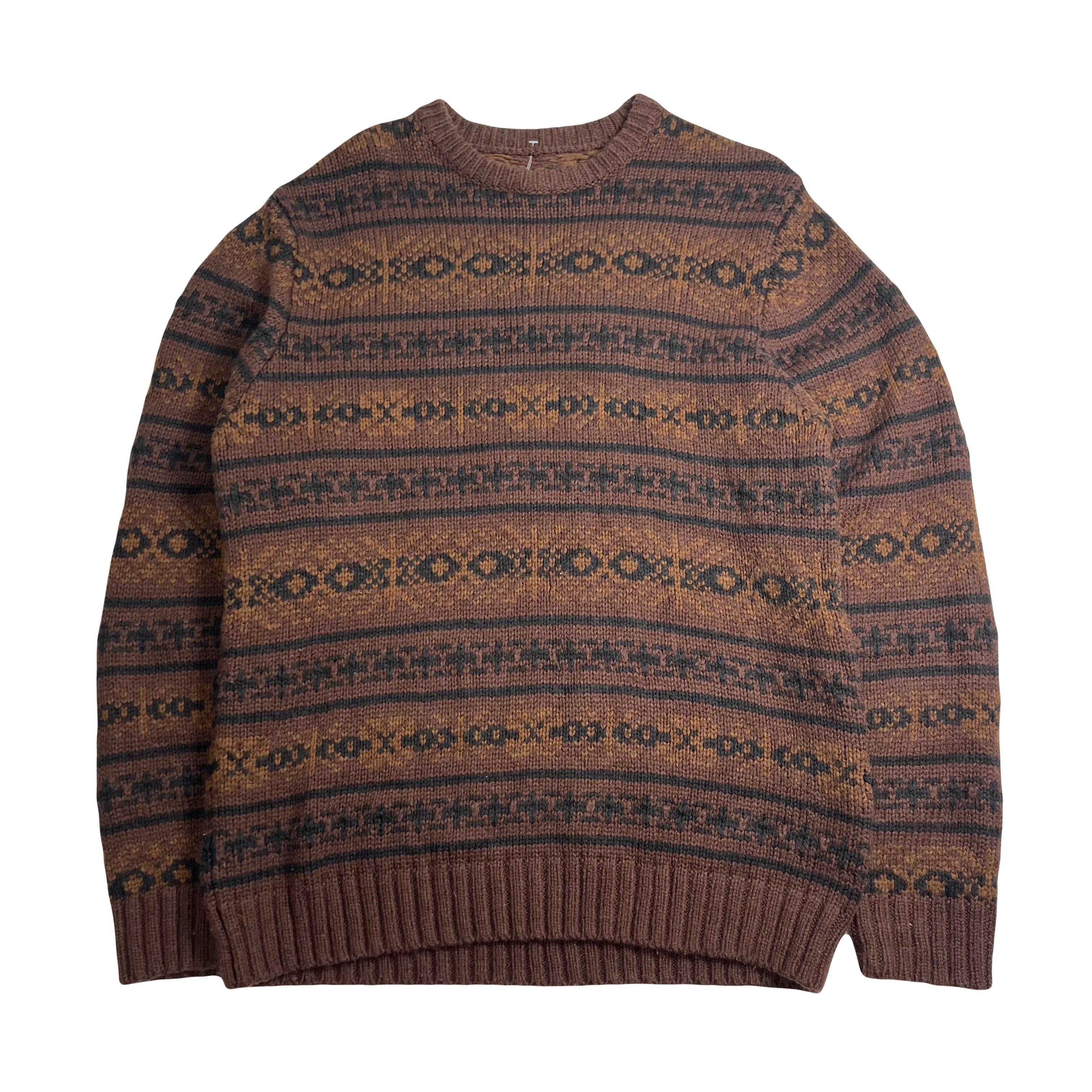 Vintage Pattern Knit Sweater L