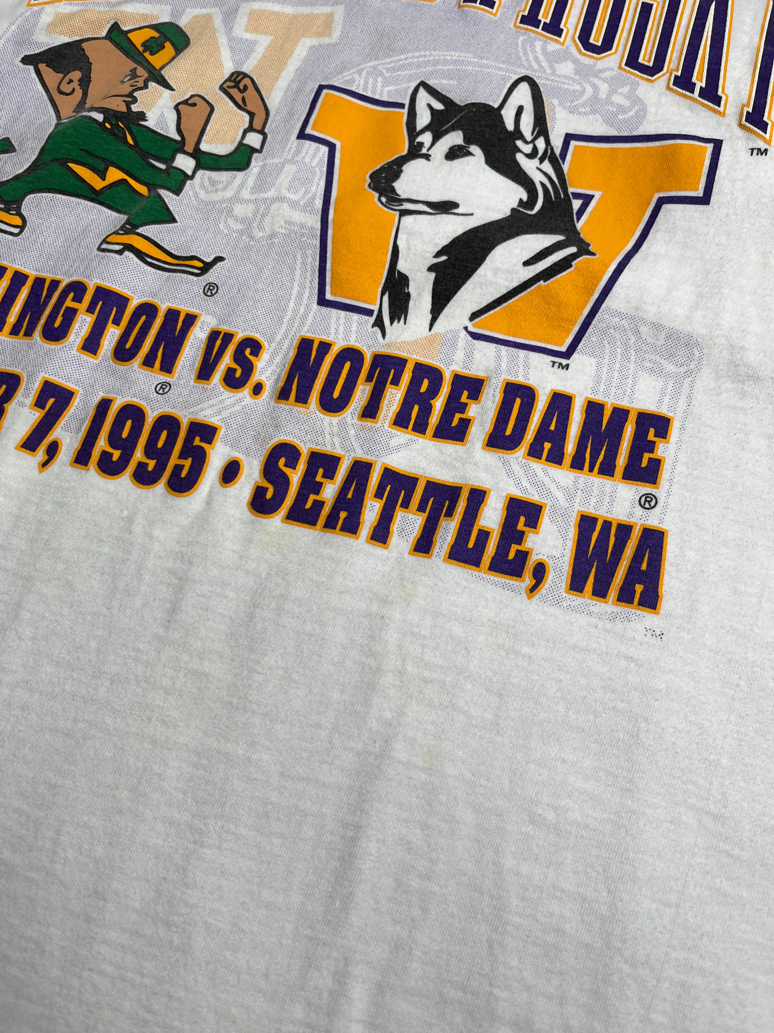 1995 Irish I Was A Husky Notre Dame vs. Washington Huskies Tee XL