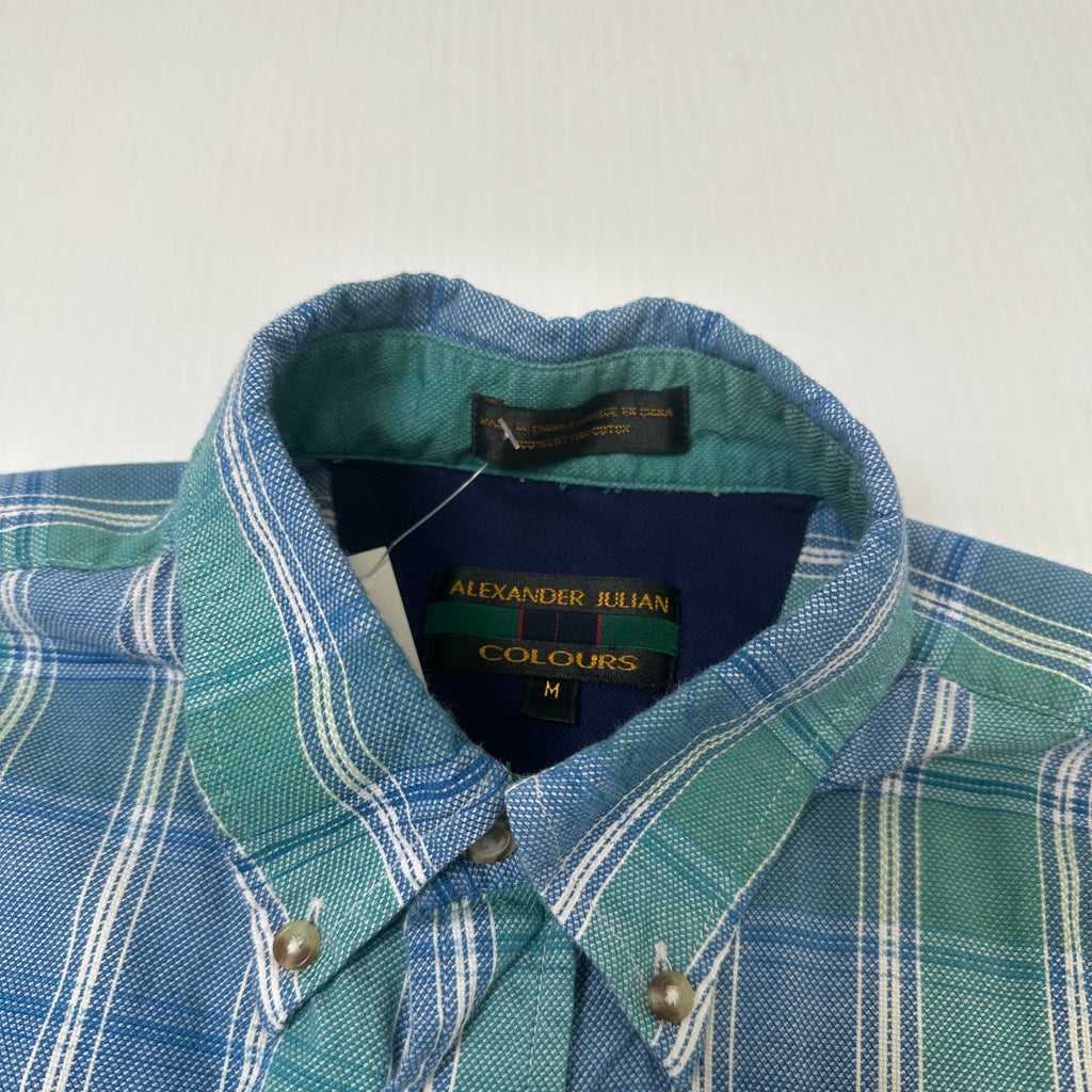 Vintage Alexander Julian Plaid Short Sleeve Button Up M