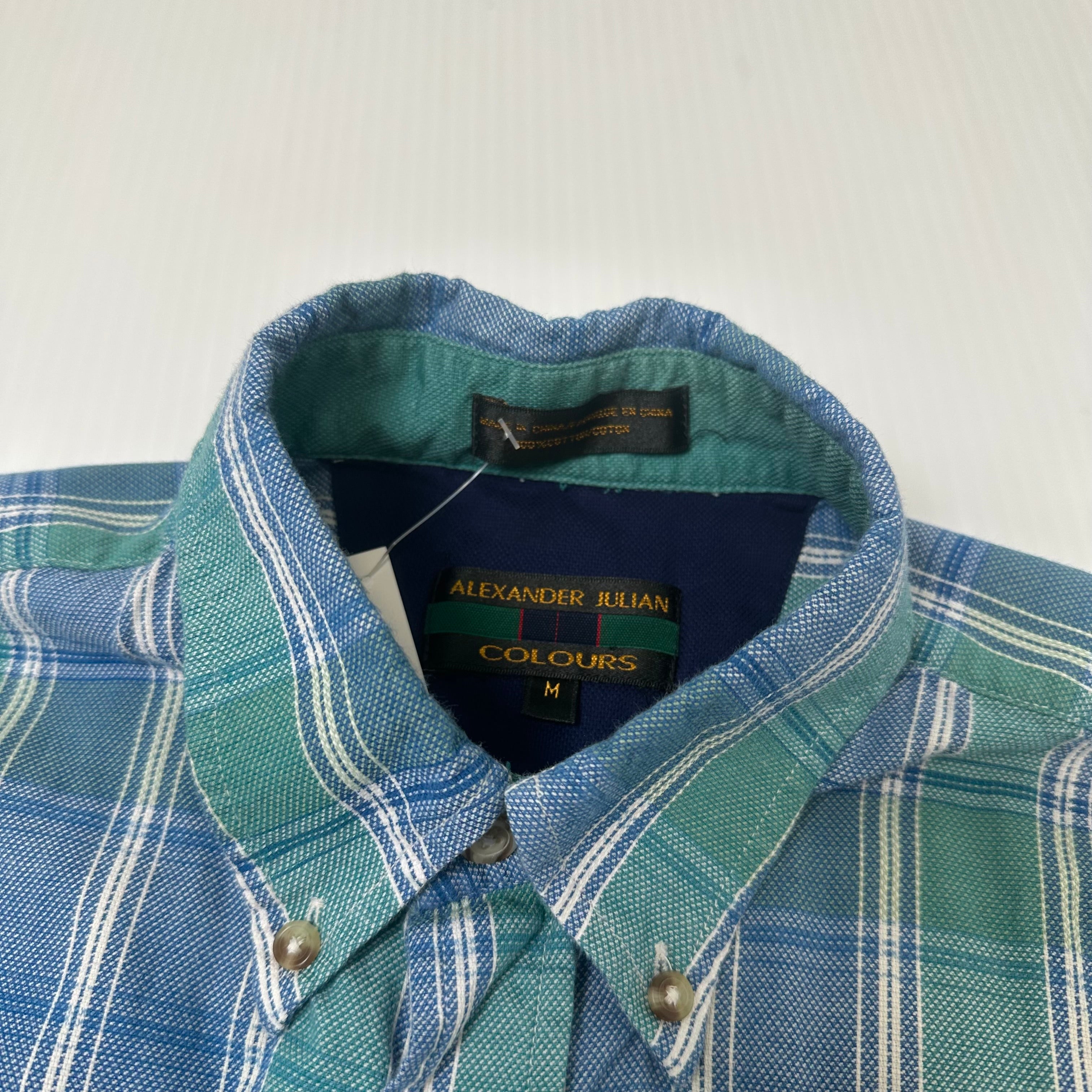 Vintage Alexander Julian Plaid Short Sleeve Button Up M