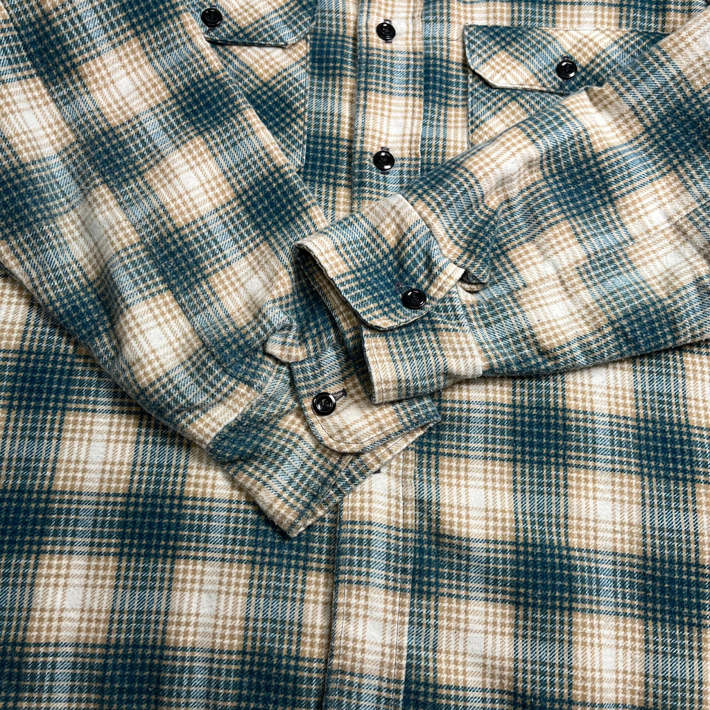 Vintage Sears Plaid Pattern Quilted Button Up Shirt L