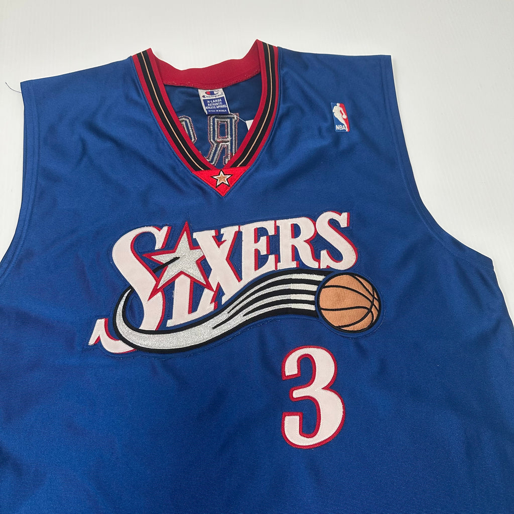 Vintage Champion Philadelphia Sixers Allen Iverson Authentic Jersey XL