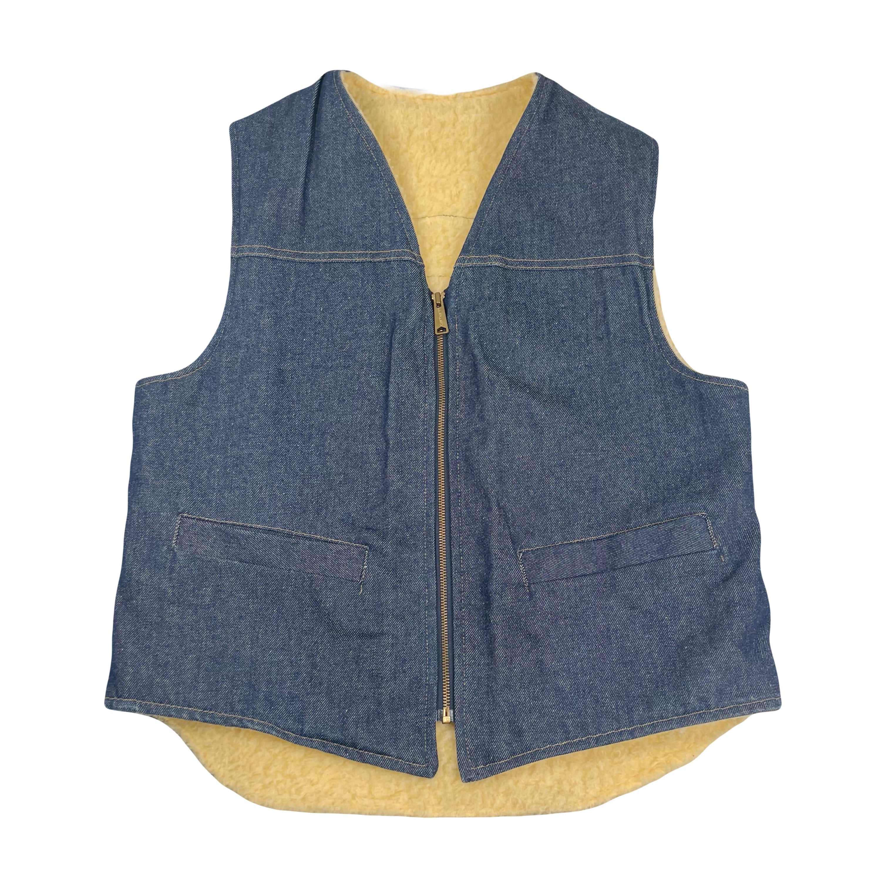 Vintage Carhartt Sherpa Lined Denim Vest L