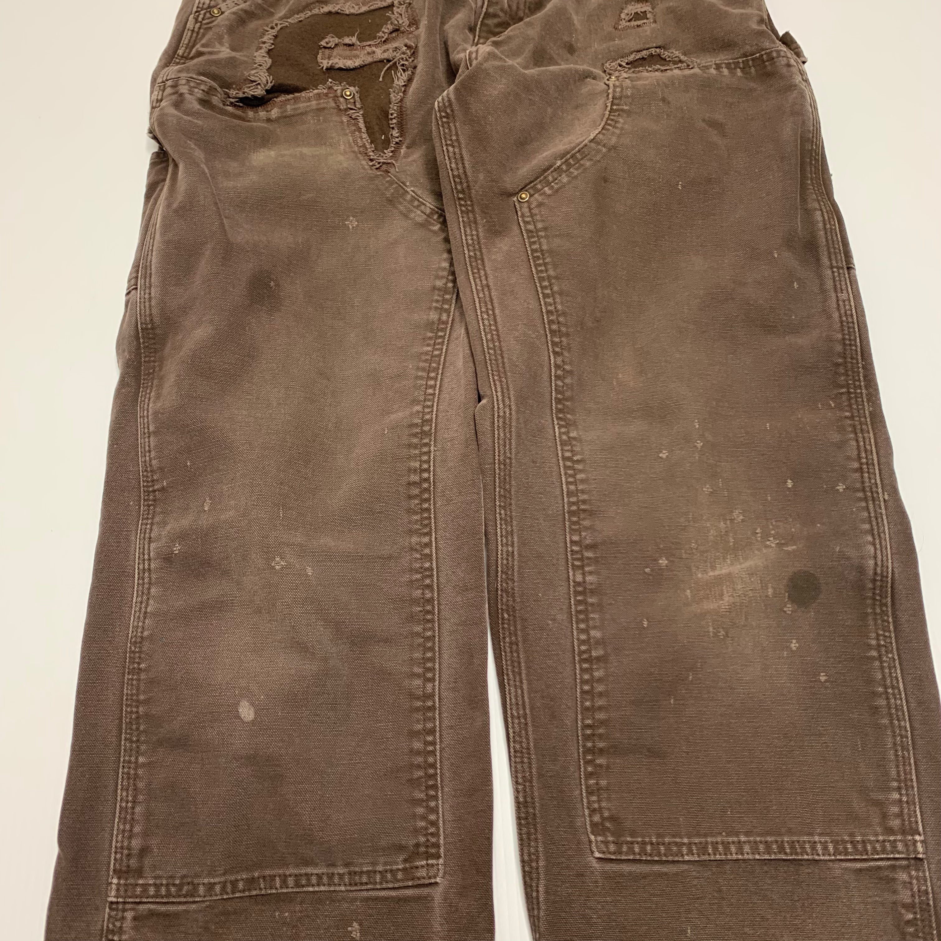 Brown Carhartt Repaired Double Knee Denim 32