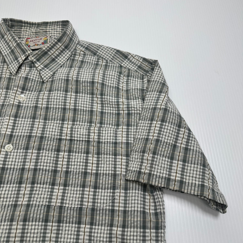 Ascot Lei Plaid Short Sleeve Button Up Shirt M