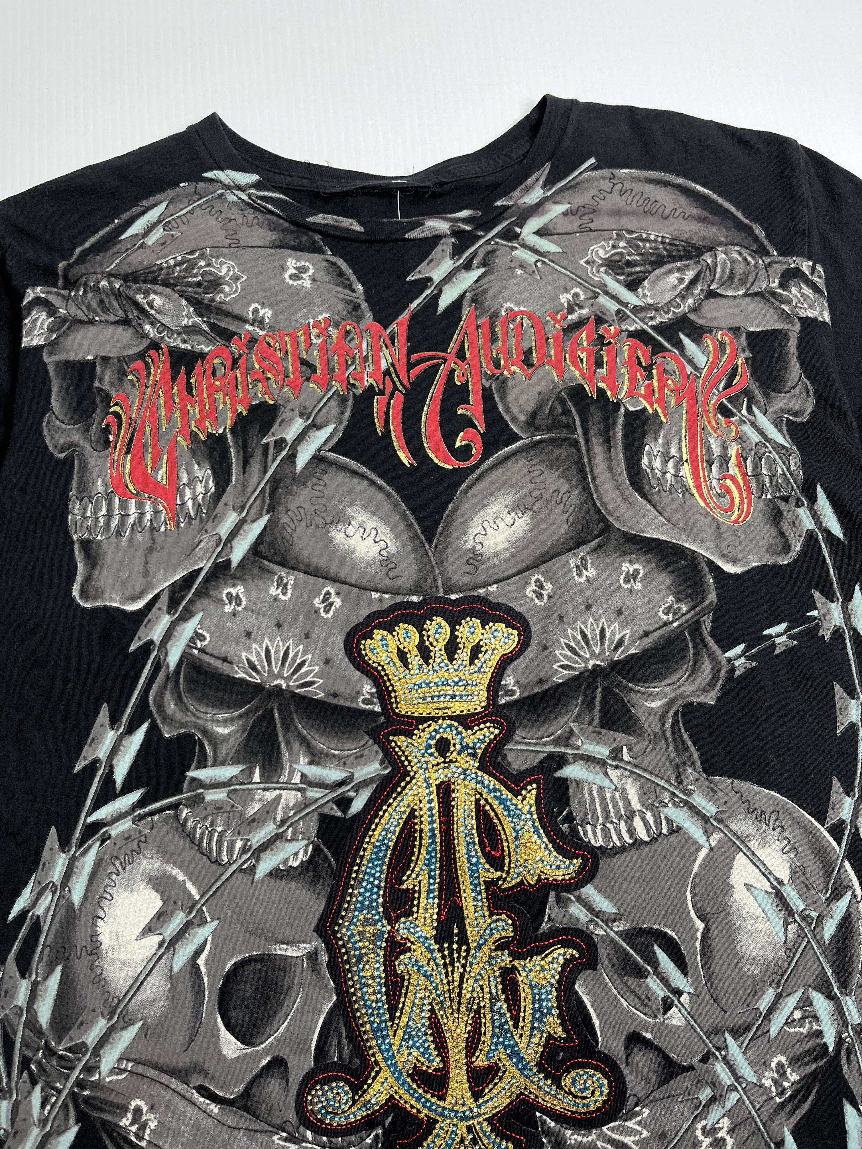 Y2K Christian Audigier 1958 AOP Tee L