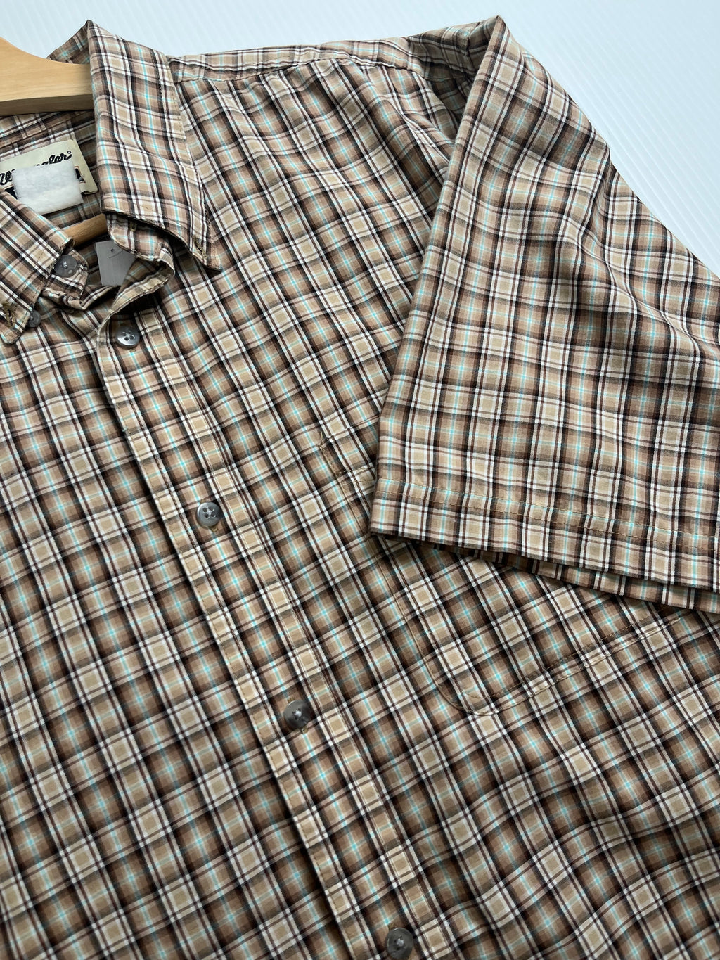 Vintage Wrangler Riata Plaid Short Sleeve Button Up Shirt XL