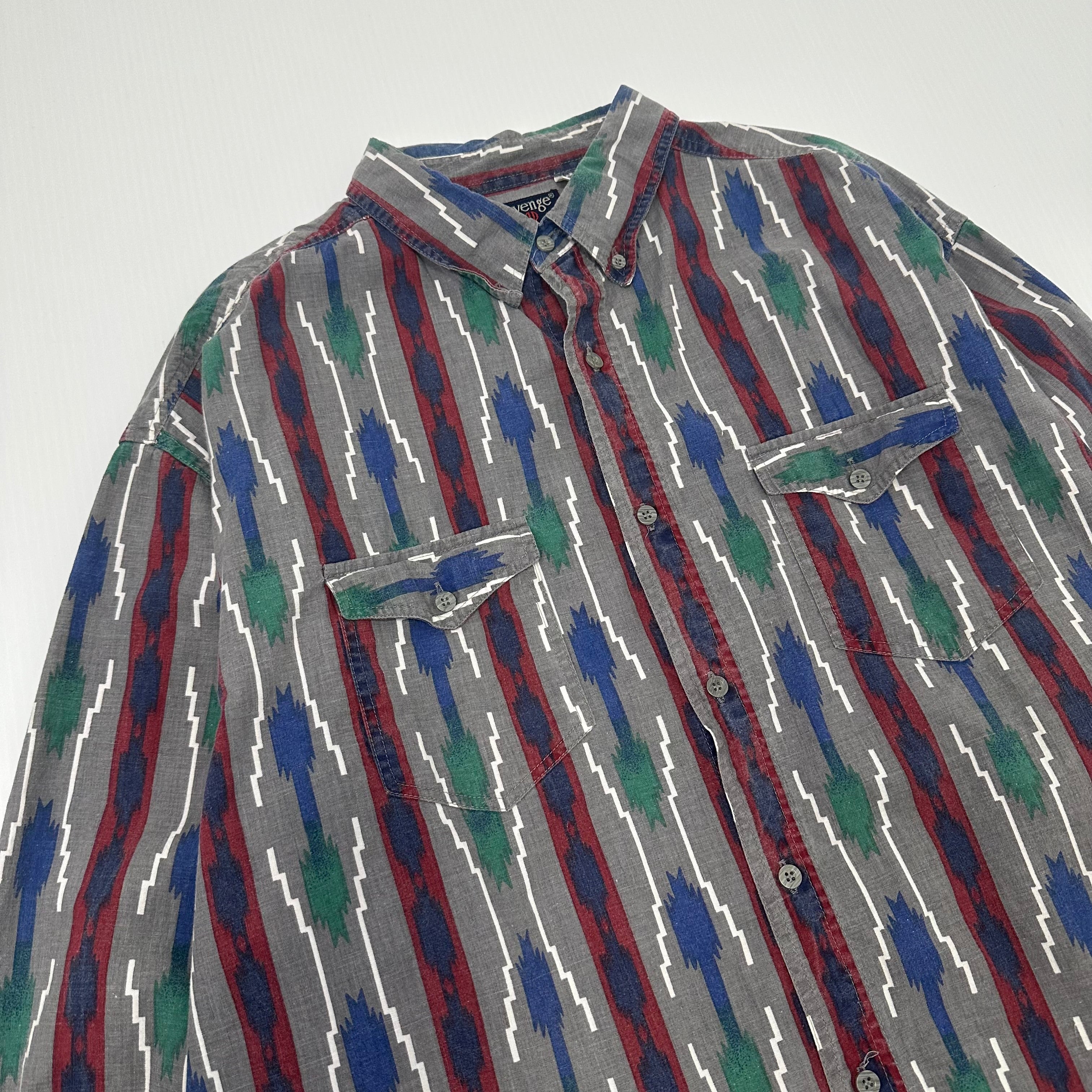 Vintage Revenge Shirtmakers Pattern Button Up Shirt L