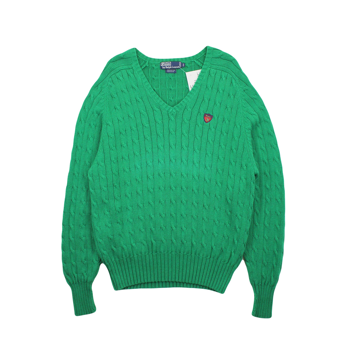 Vintage Polo Ralph Lauren V-Neck Cable Knit Sweater S