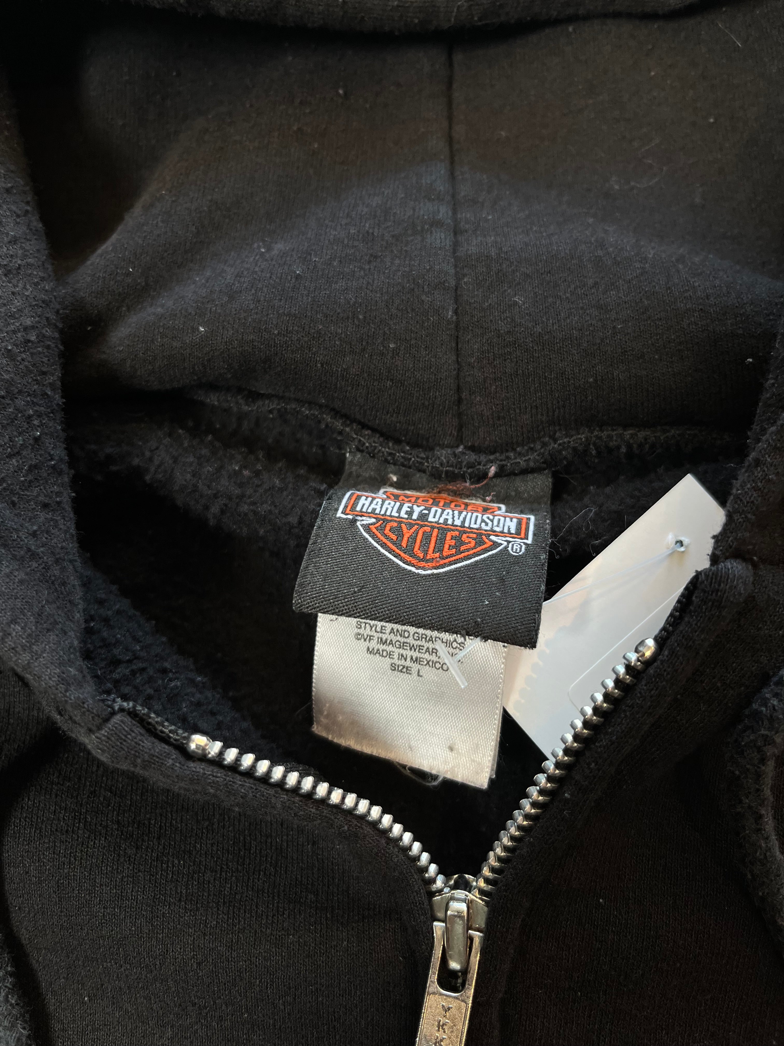 Vintage Harley Davidson Quebec Flames Zip Hoodie L
