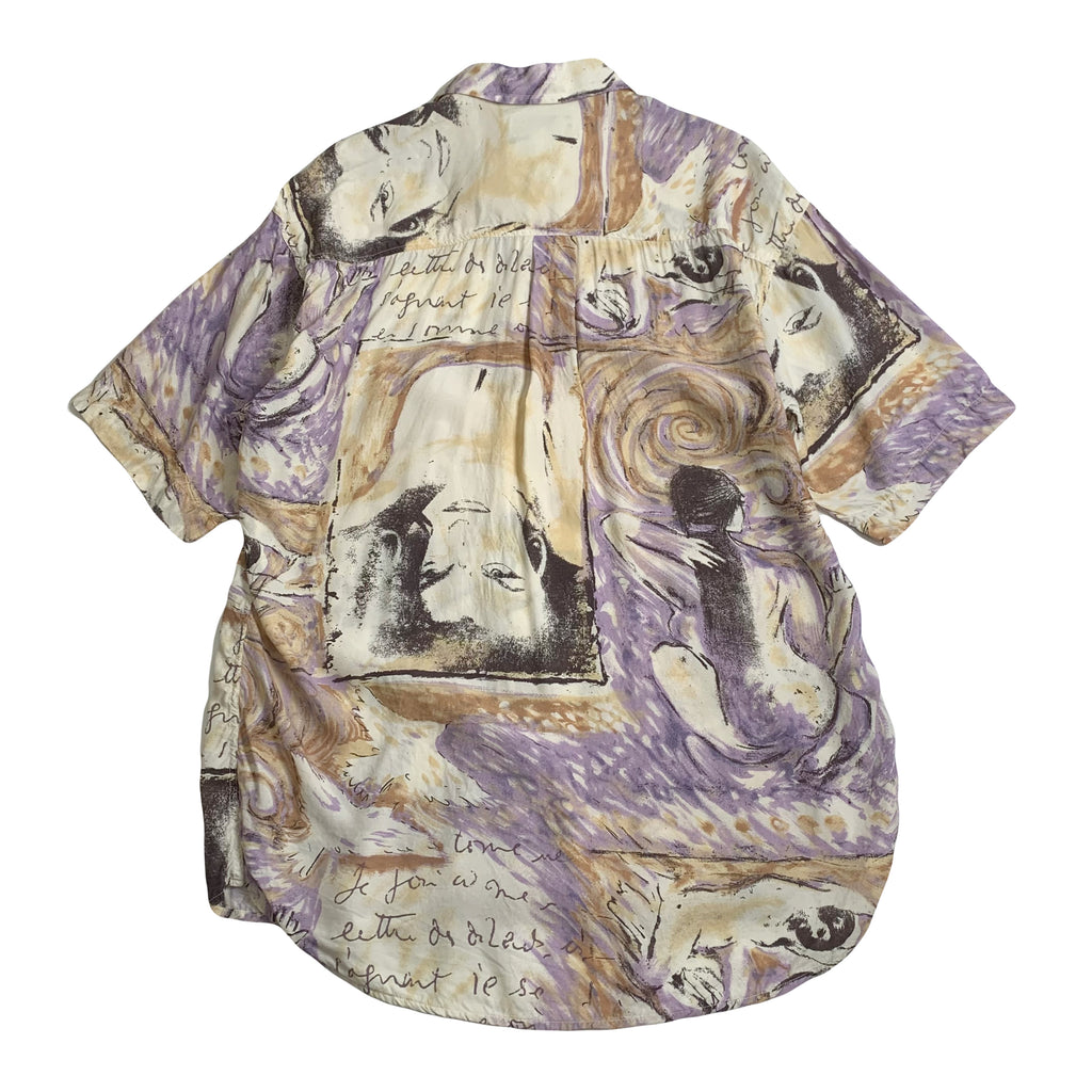 Vintage Di Bazzato Art Pattern Short Sleeve Button Up M