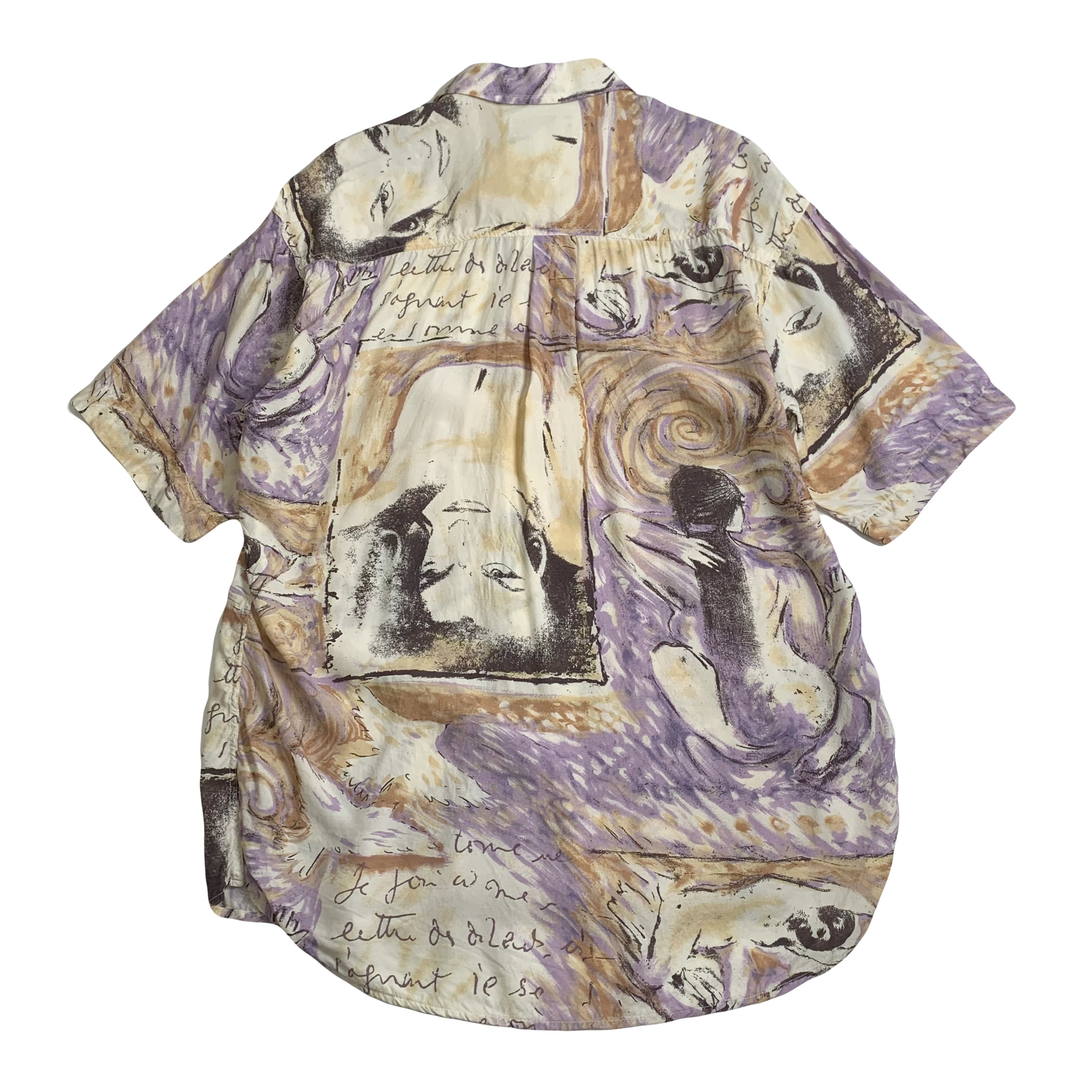 Vintage Di Bazzato Art Pattern Short Sleeve Button Up M