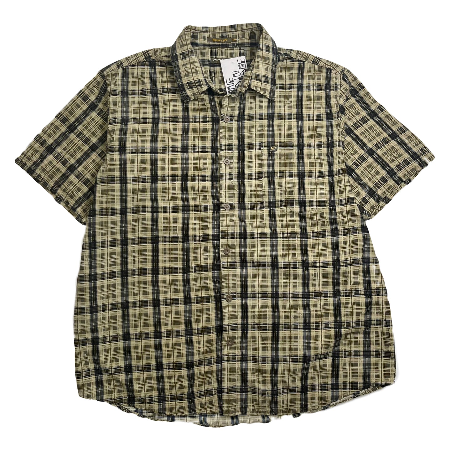 Point Zero Plaid Short Sleeve Button Up Shirt L