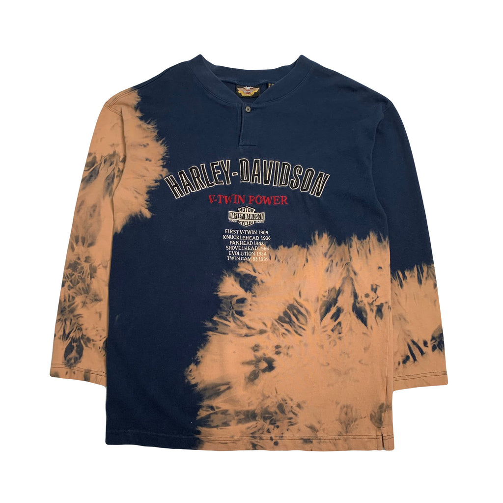 Harley Davidson Bleach Dyed V-Twin Power Henley LS M