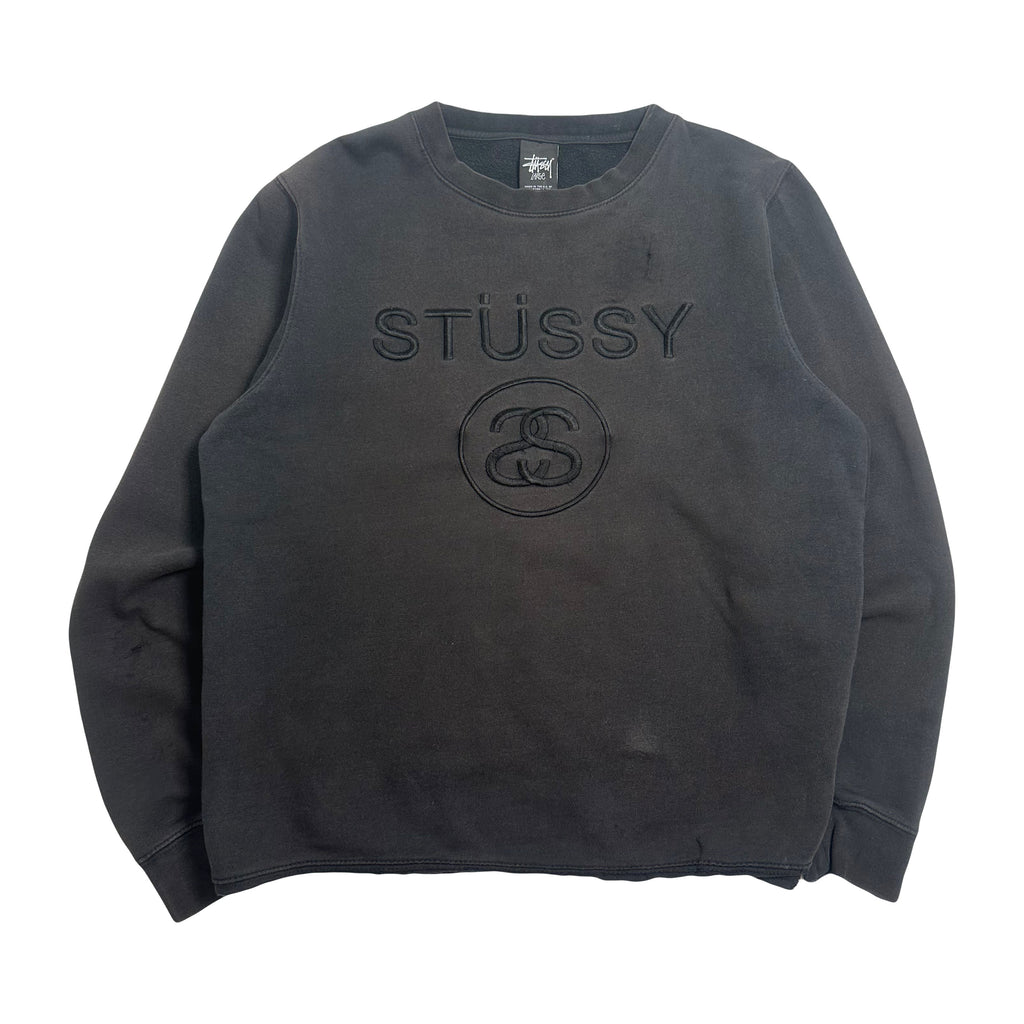 Stüssy Embroidered Logo Distressed Crewneck L