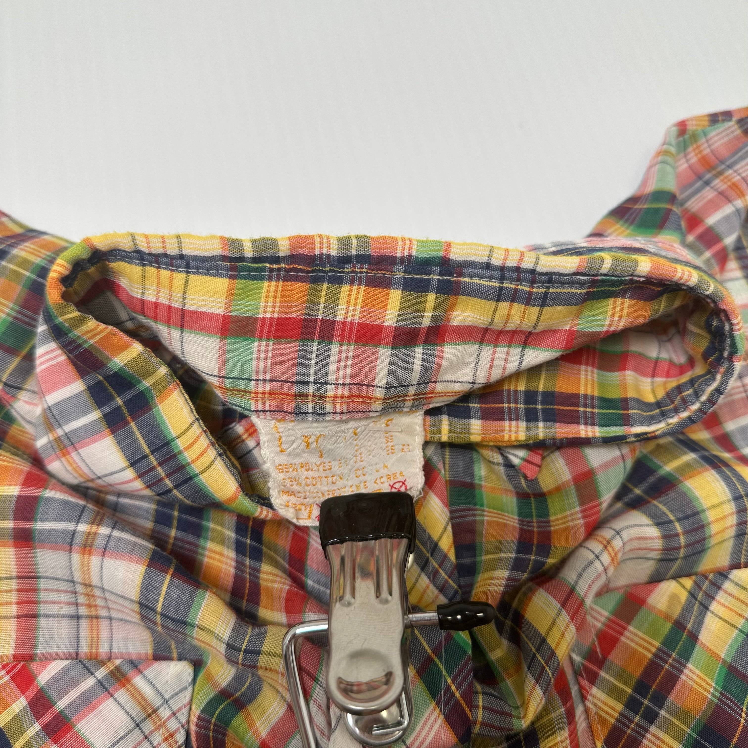 Vintage Multicolor Plaid Short Sleeve Button Up S