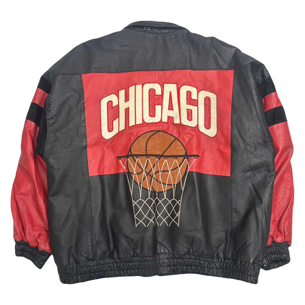 Vintage Chicago Basketball Leather Jacket XL