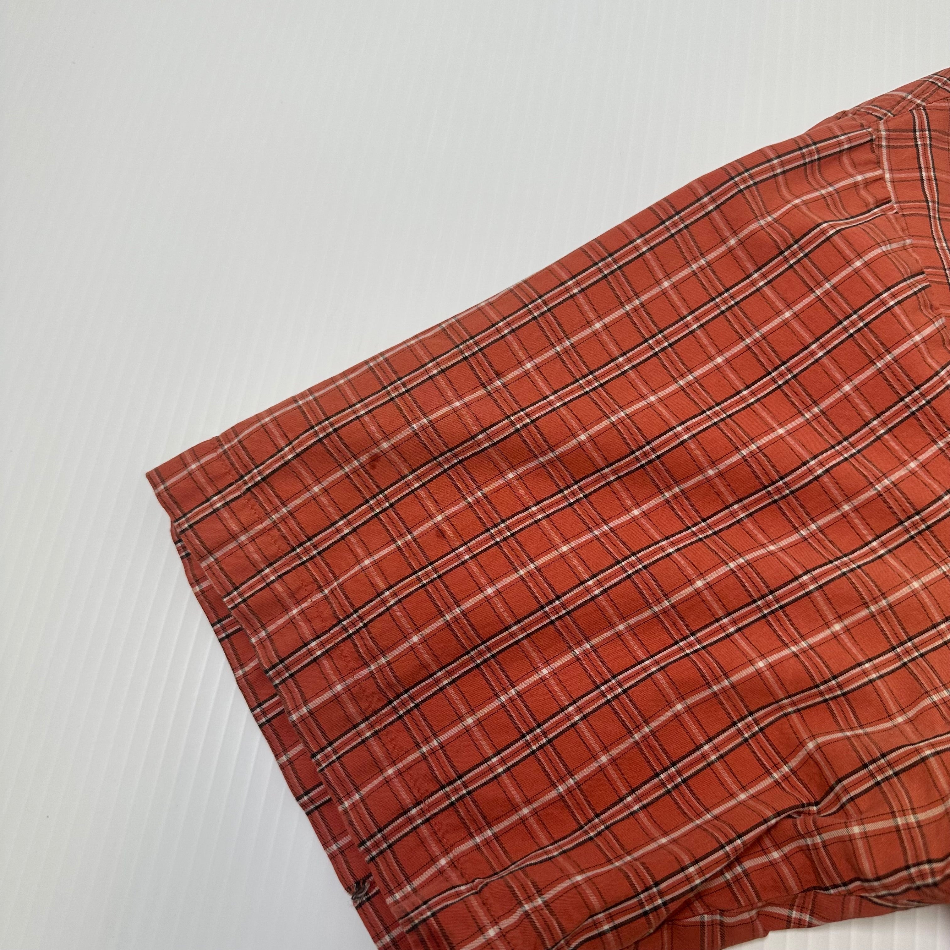 Y2K Third Rail Crown Graphic Plaid Short Sleeve Button Up Cropped XL