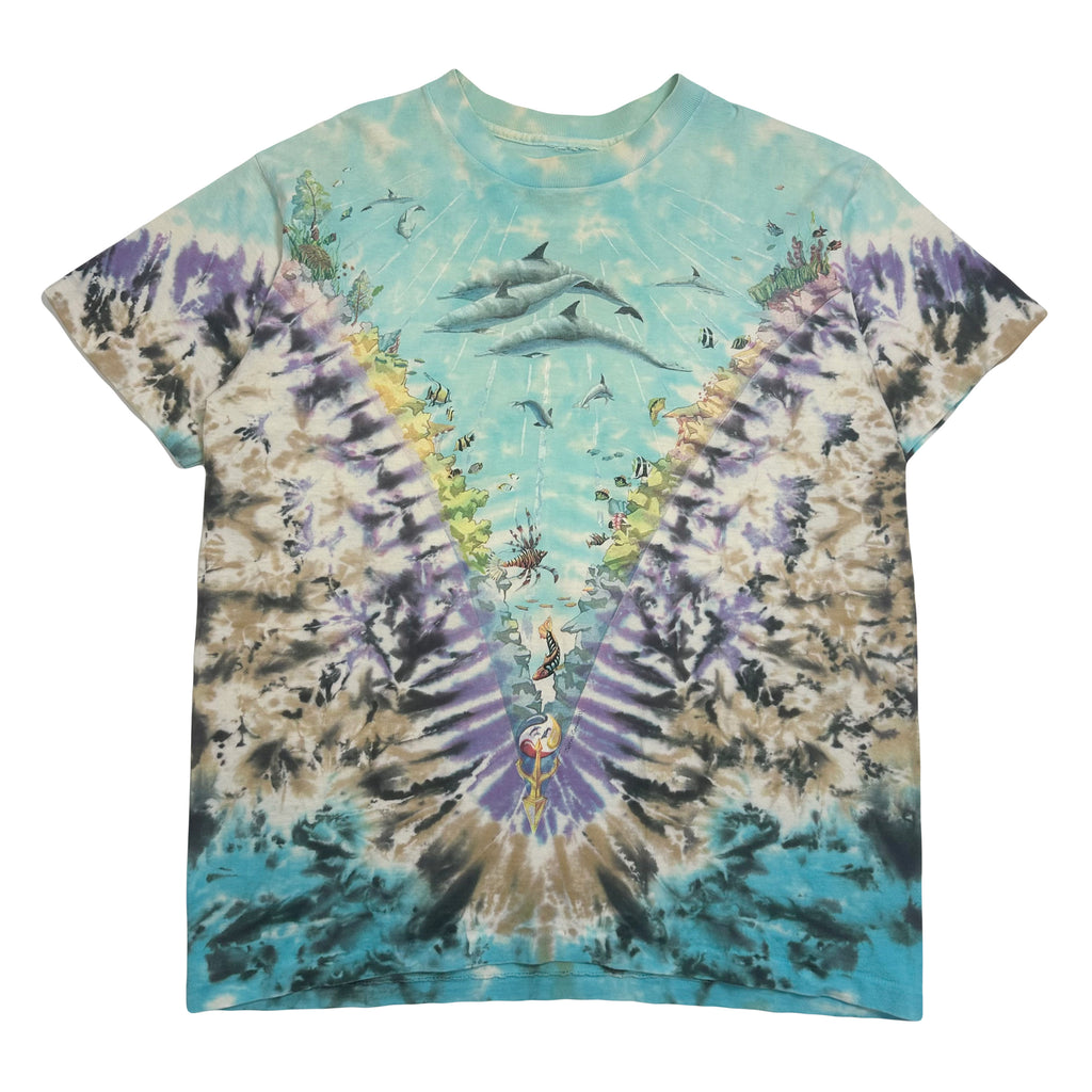 Vintage Liquid Blue Ocean Life Tie Dye AOP Tee M