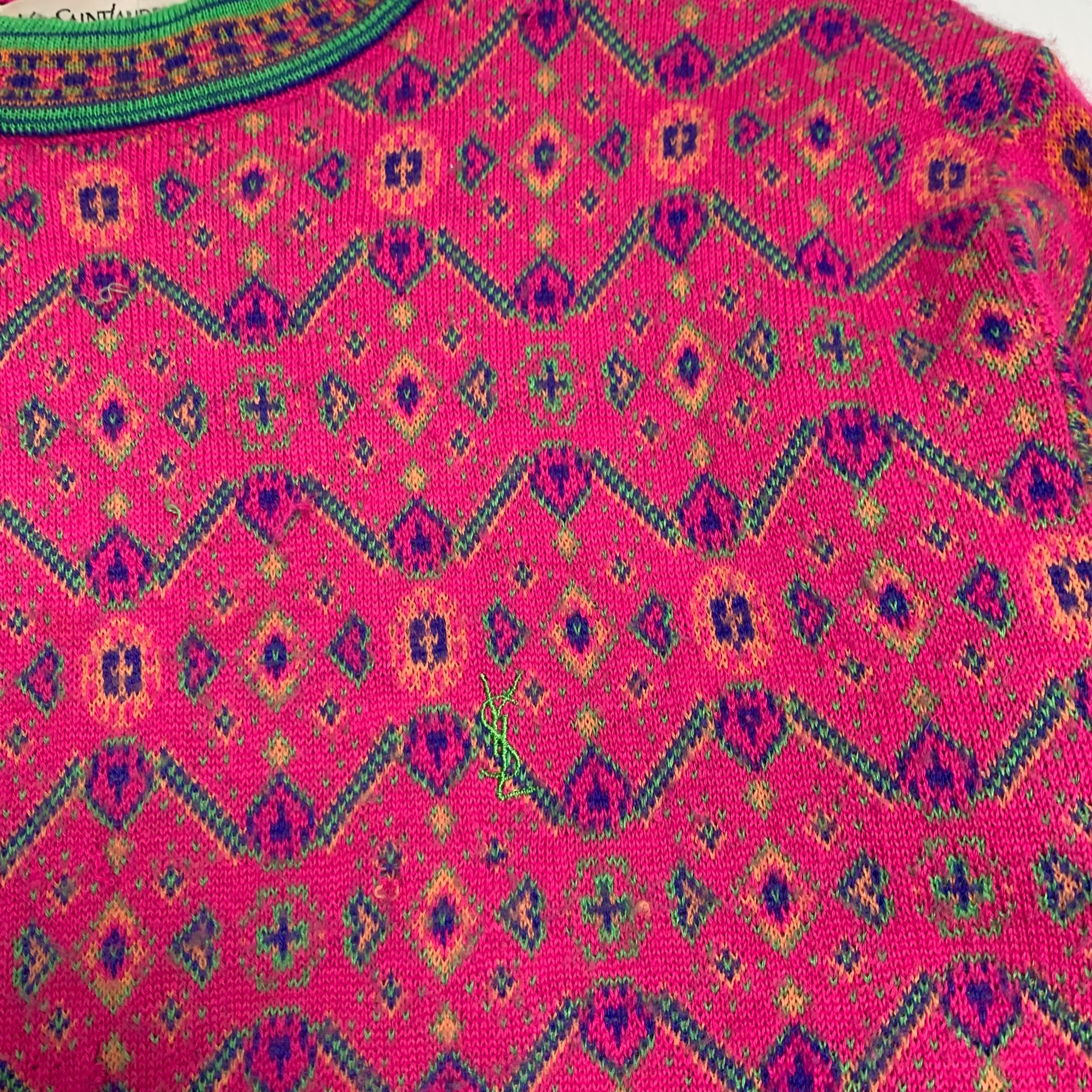 Yves Saint Laurent Patterned Knit Sweater S