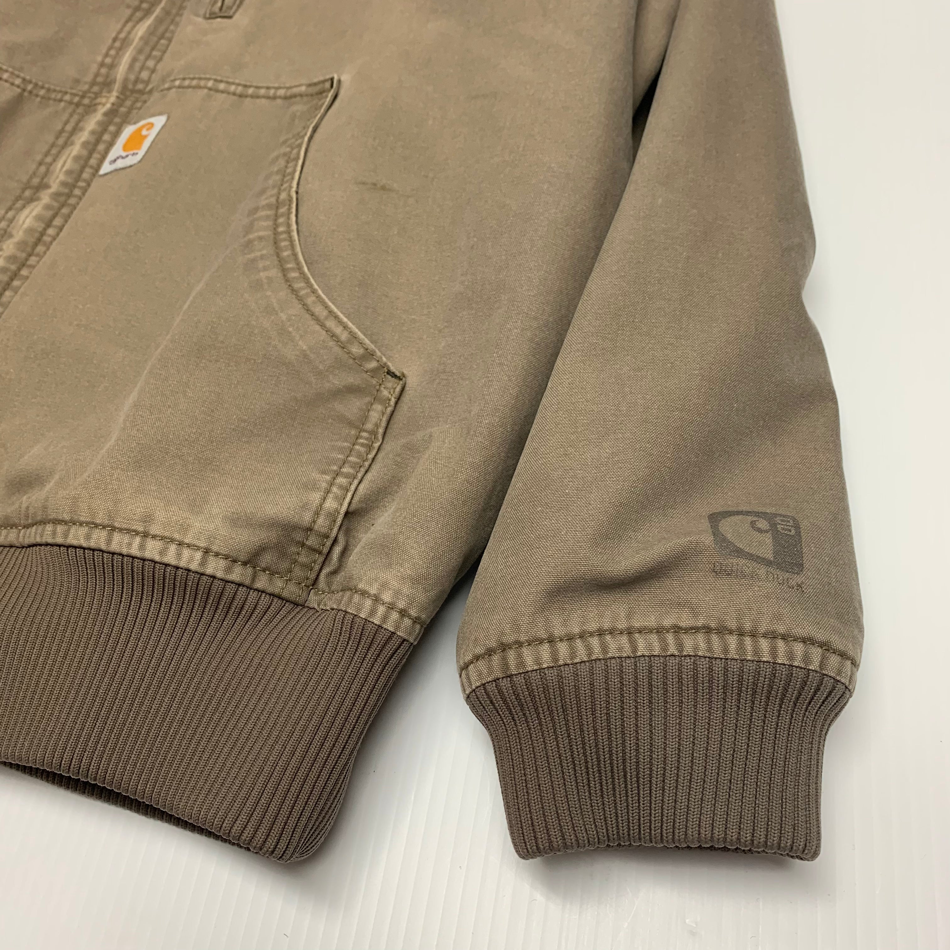 Light Brown Hooded Carhartt Jacket L
