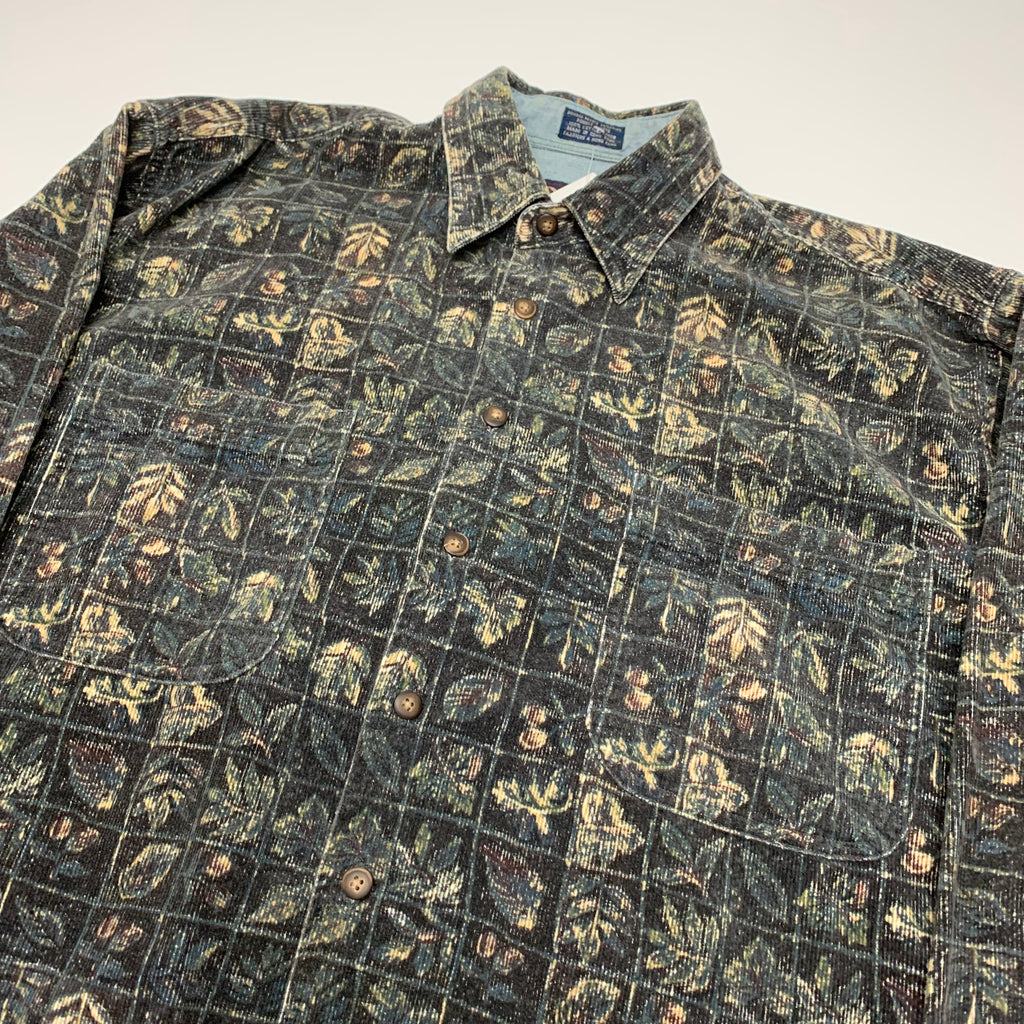 Vintage Nature Leaf Flannel M