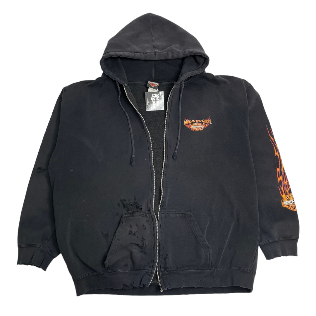 Harley Davidson Heritage Edmonton Distressed Zip Hoodie 3XL