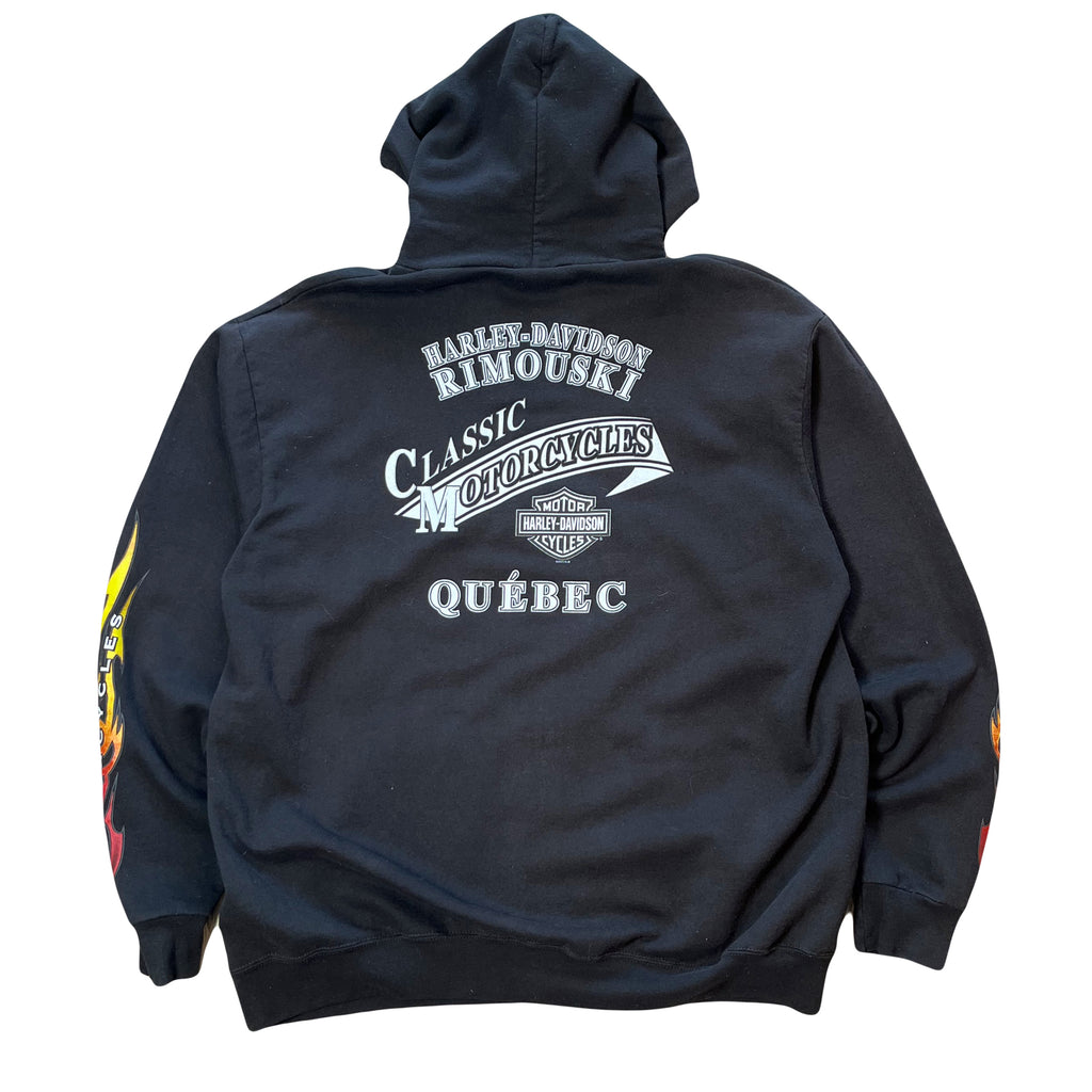 Vintage Harley Davidson Quebec Flames Zip Hoodie L