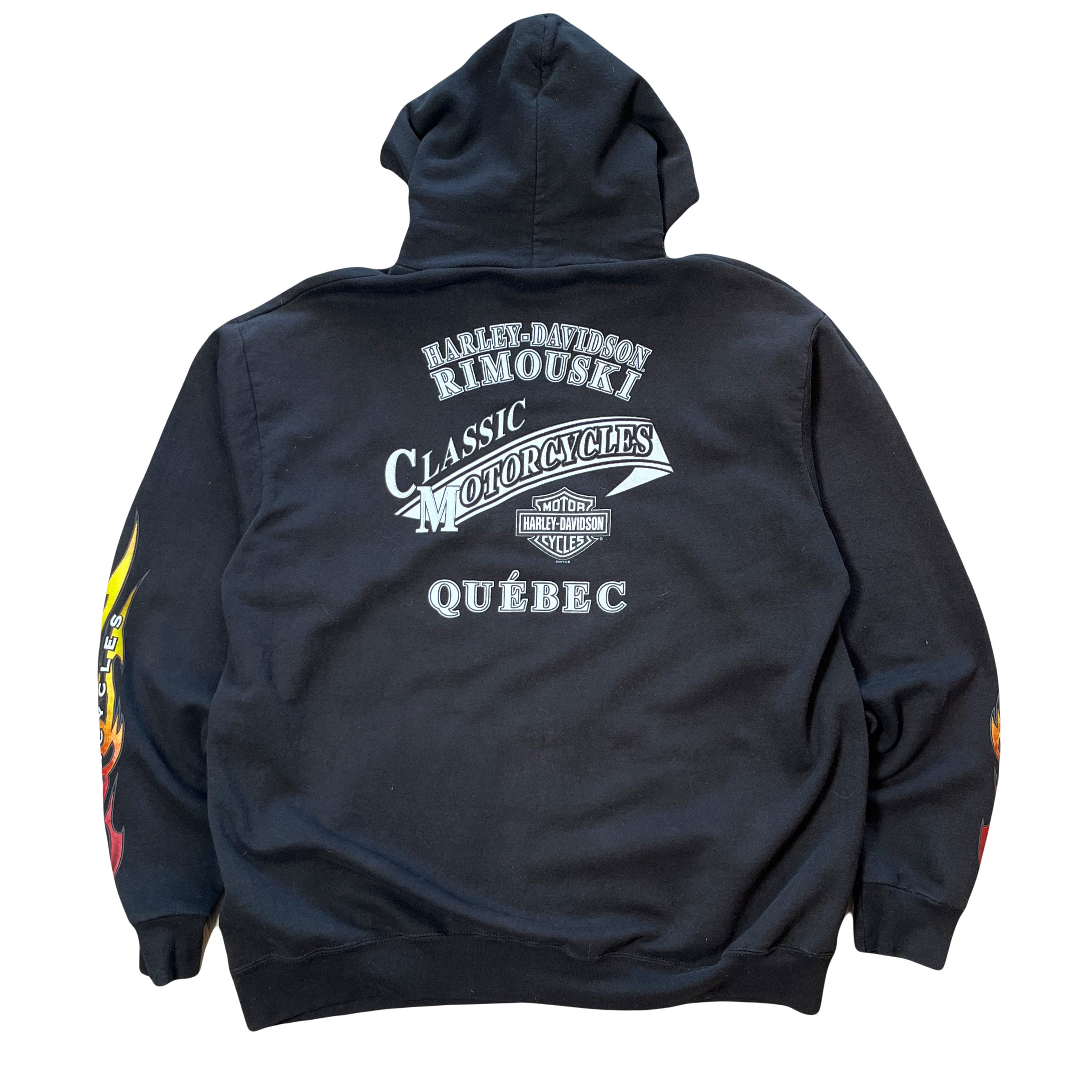Vintage Harley Davidson Quebec Flames Zip Hoodie L