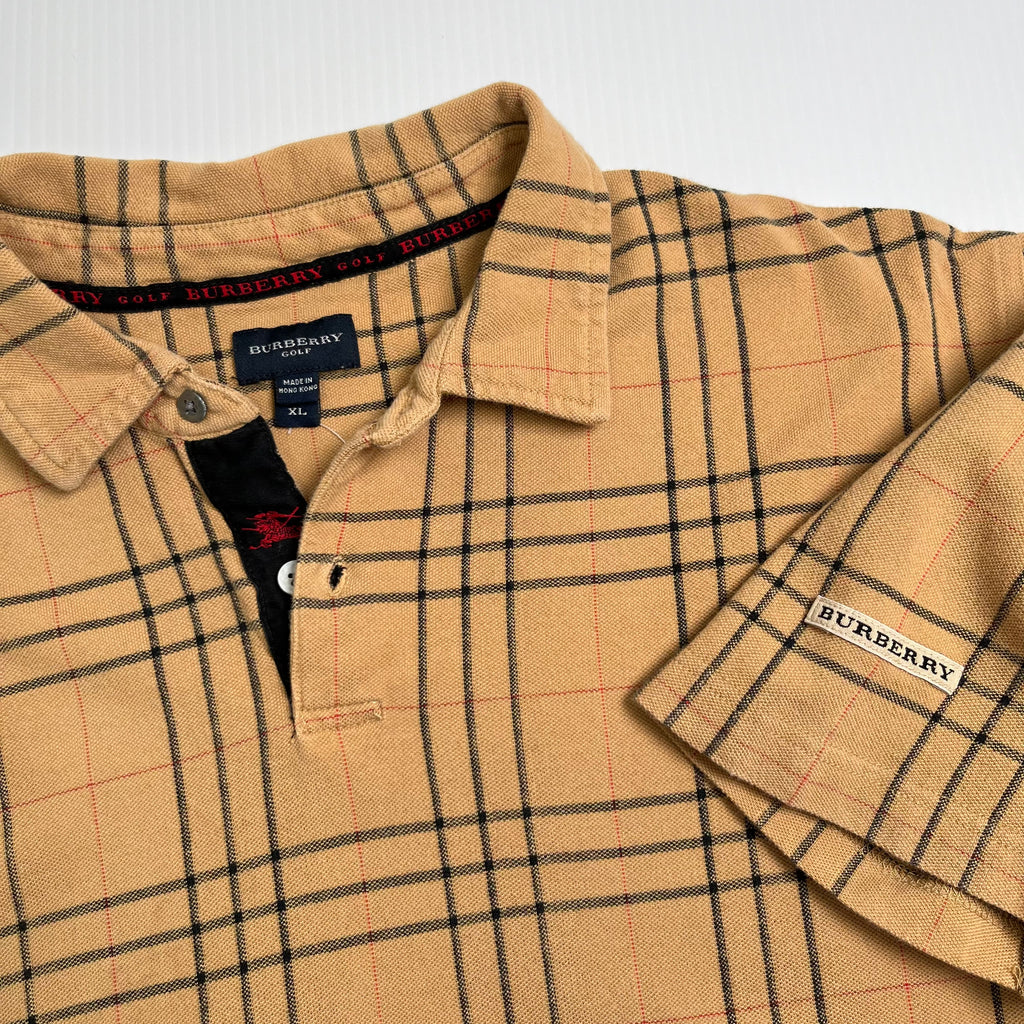 Vintage Burberry Golf Pattern Polo Shirt XL
