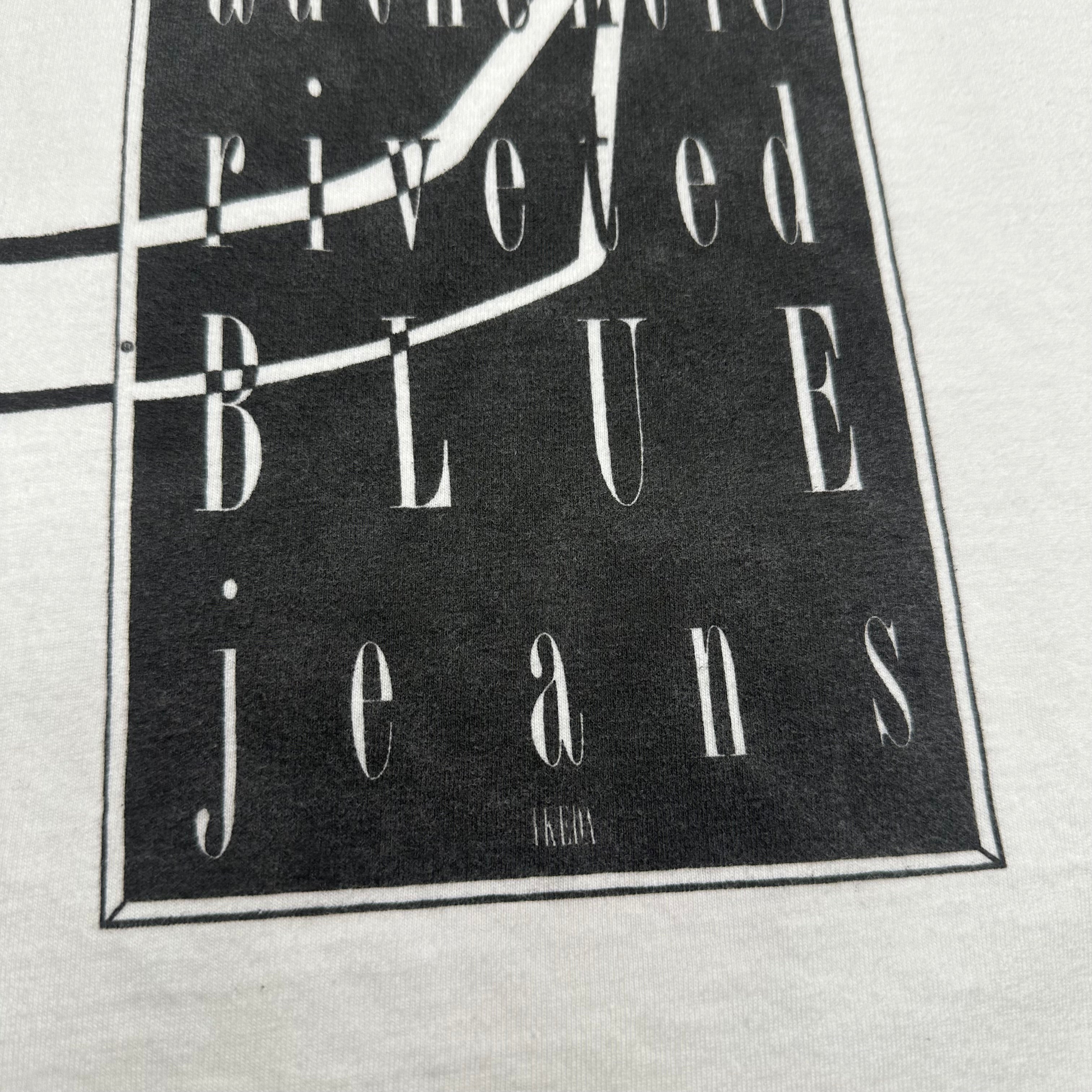 Vintage Ikeda Century Riveted Blue Jeans Graphic Tee XL