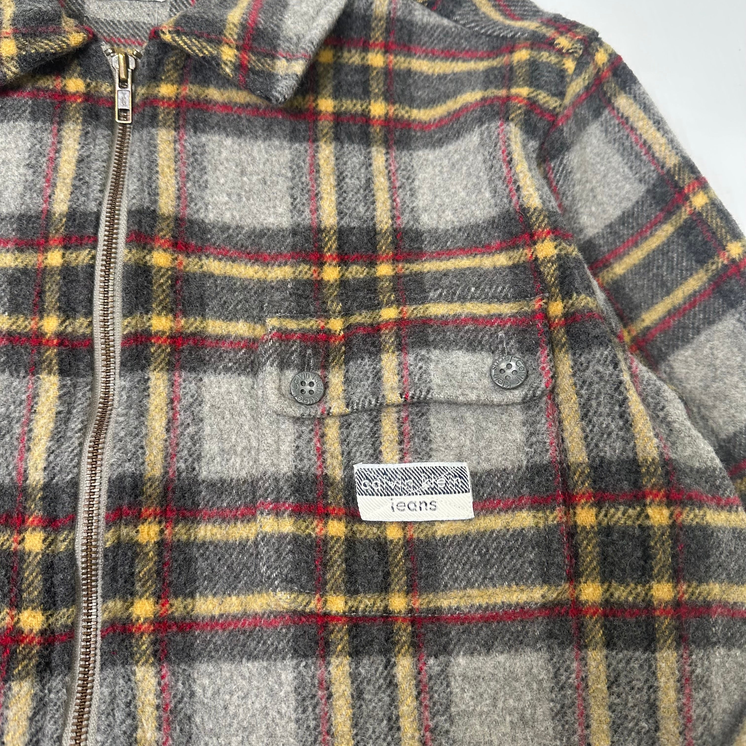 Vintage Calvin Klein Jeans Plaid Full Zip Wool Blend Jacket L