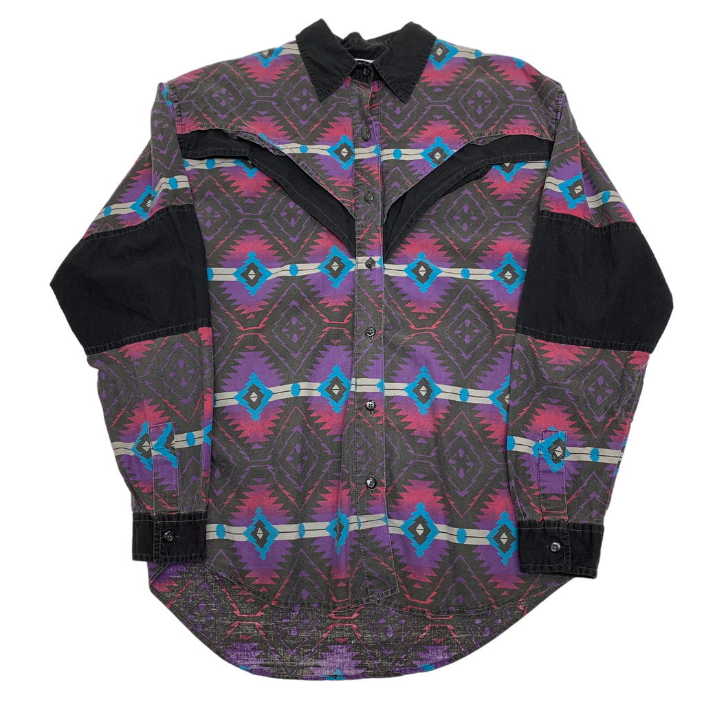 Vintage Adobe Rose Patterned Button-Up M
