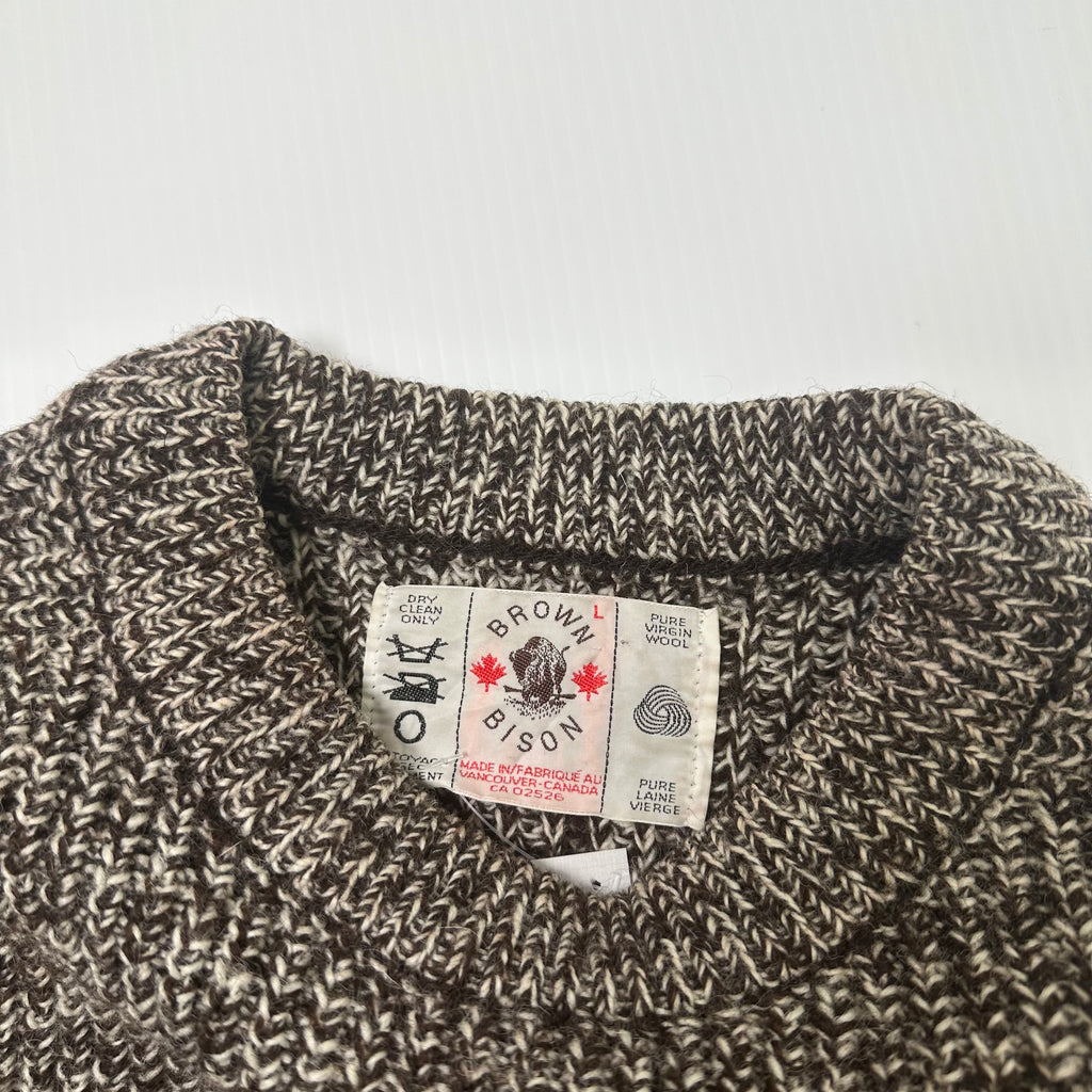 Vintage Brown Bison Wool Knit Sweater L