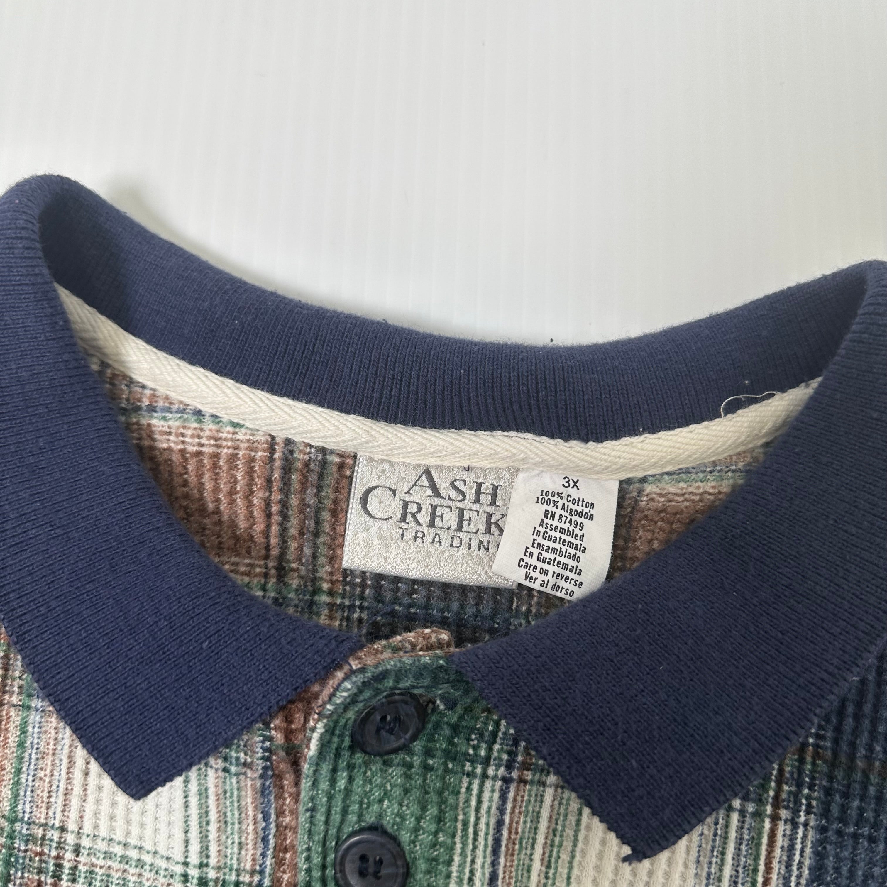 Vintage Ash Creek Plaid Henley Longsleeve 3XL