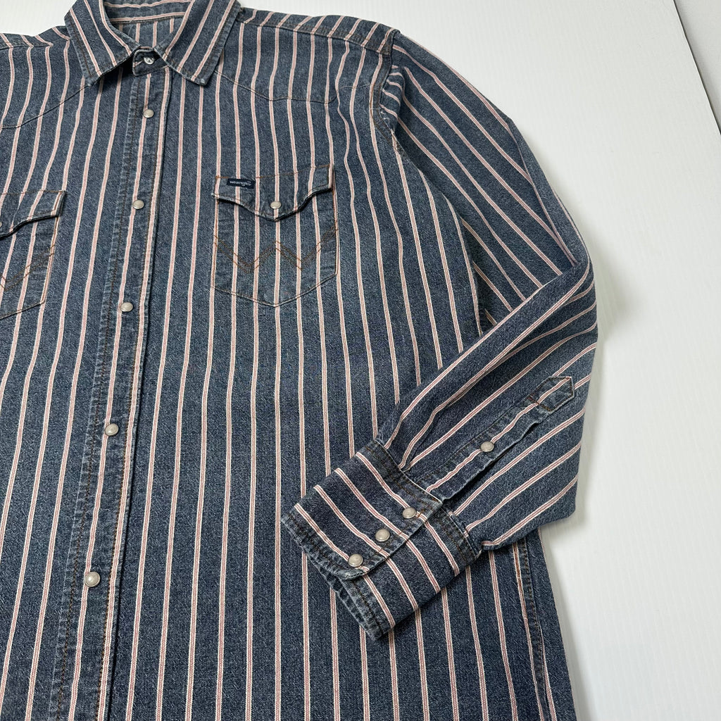 Vintage Wrangler Pinstriped Button Up Shirt XL