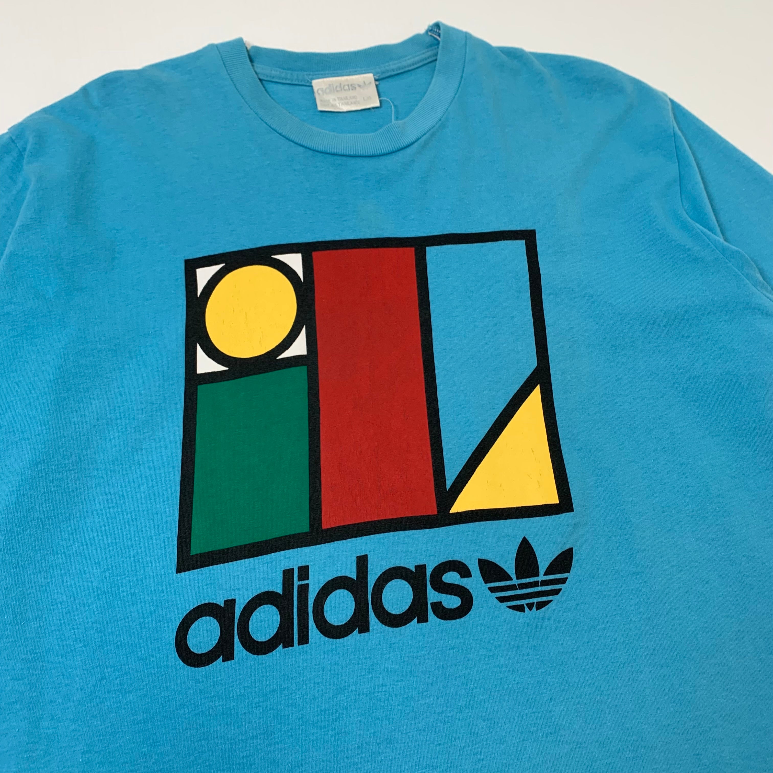 80s Adidas Geometric Graphic Tee L