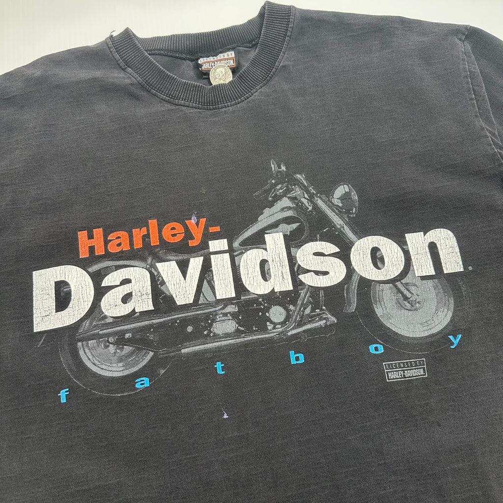 Vintage Harley Davidson Fatboy 24/7 Graphic Tee XL