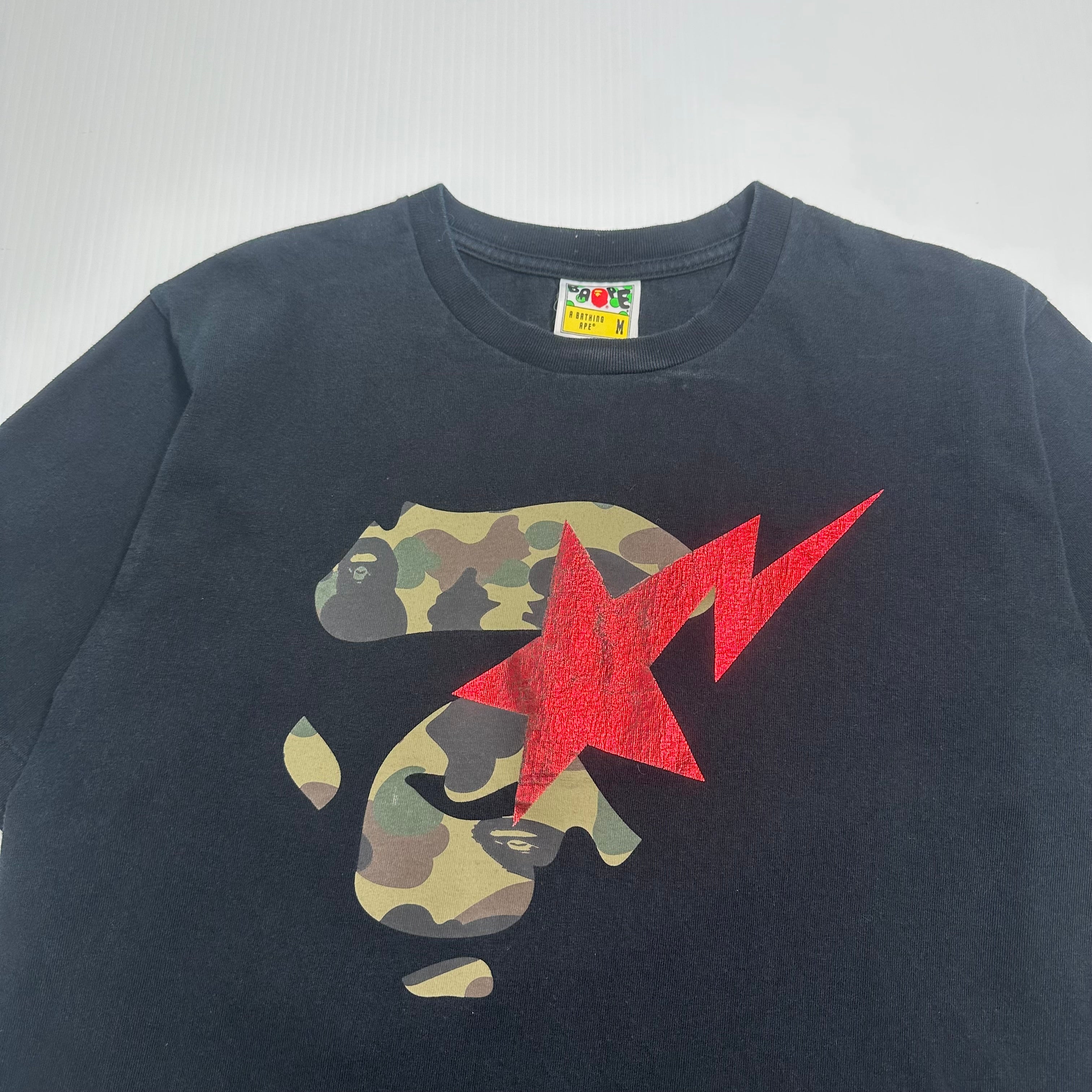A Bathing Ape Camo Head Bapesta Tee M