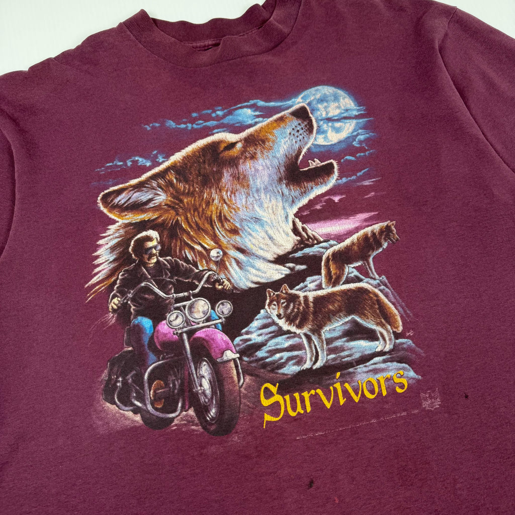 90s 3D Emblem Survivors Portland Oregon Wolf Tee XL