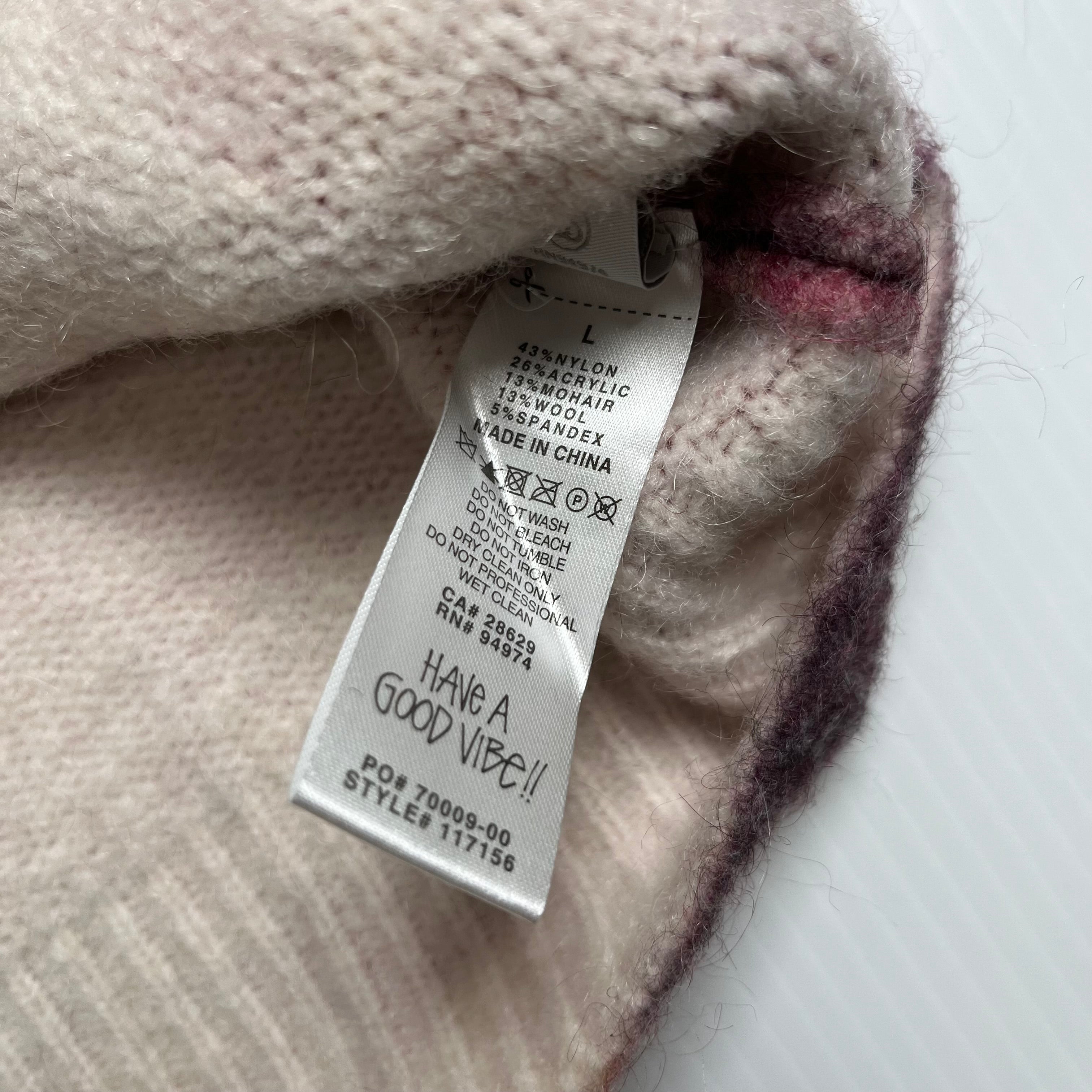 Stussy Tigris Pattern Mohair Blend Sweater L